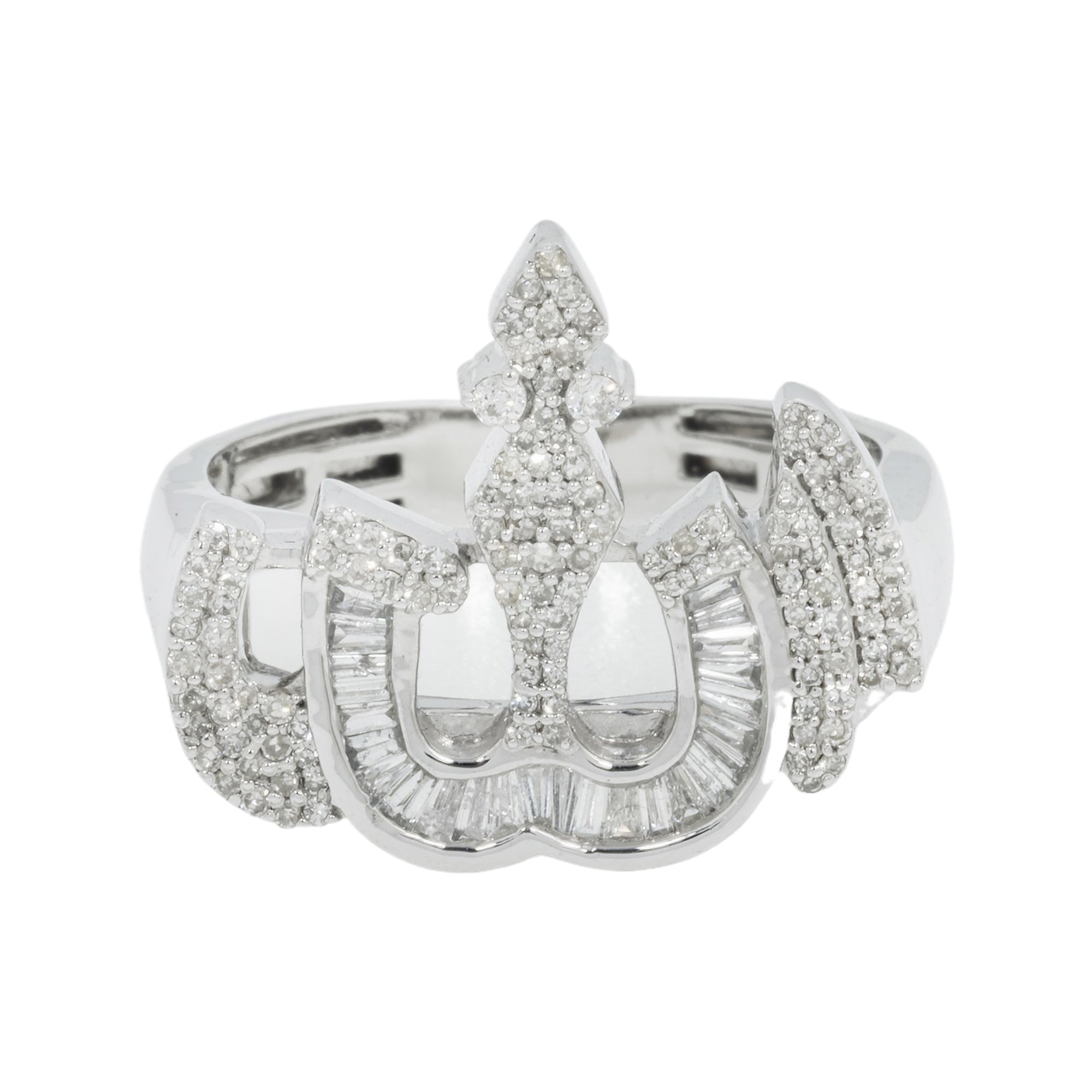 10K GOLD BAGUETTE AND ROUND DIAMOND ALLAH RING 0.81 CT