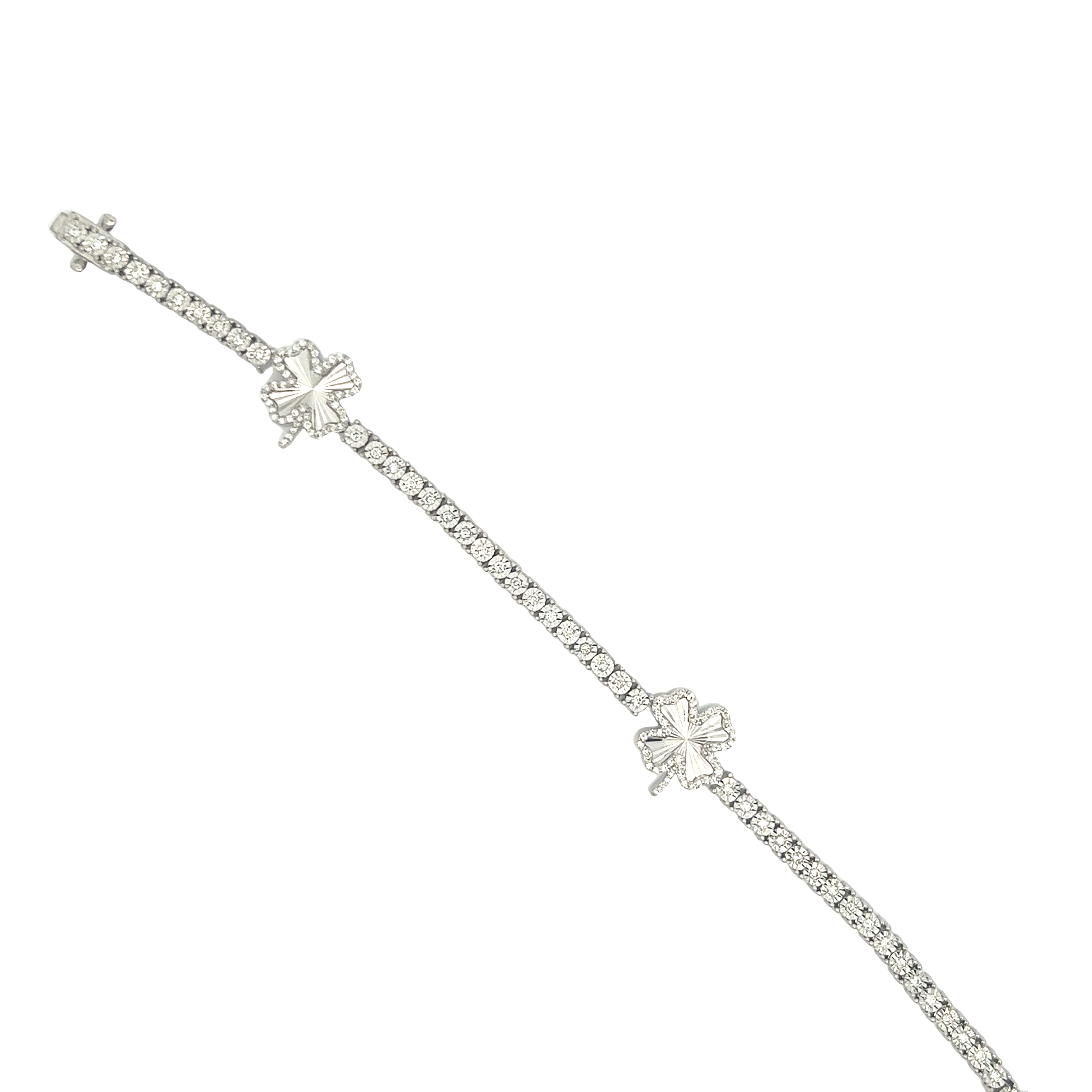 10K GOLD DIAMOND CLOVER TENNIS BRACELET 0.78CT