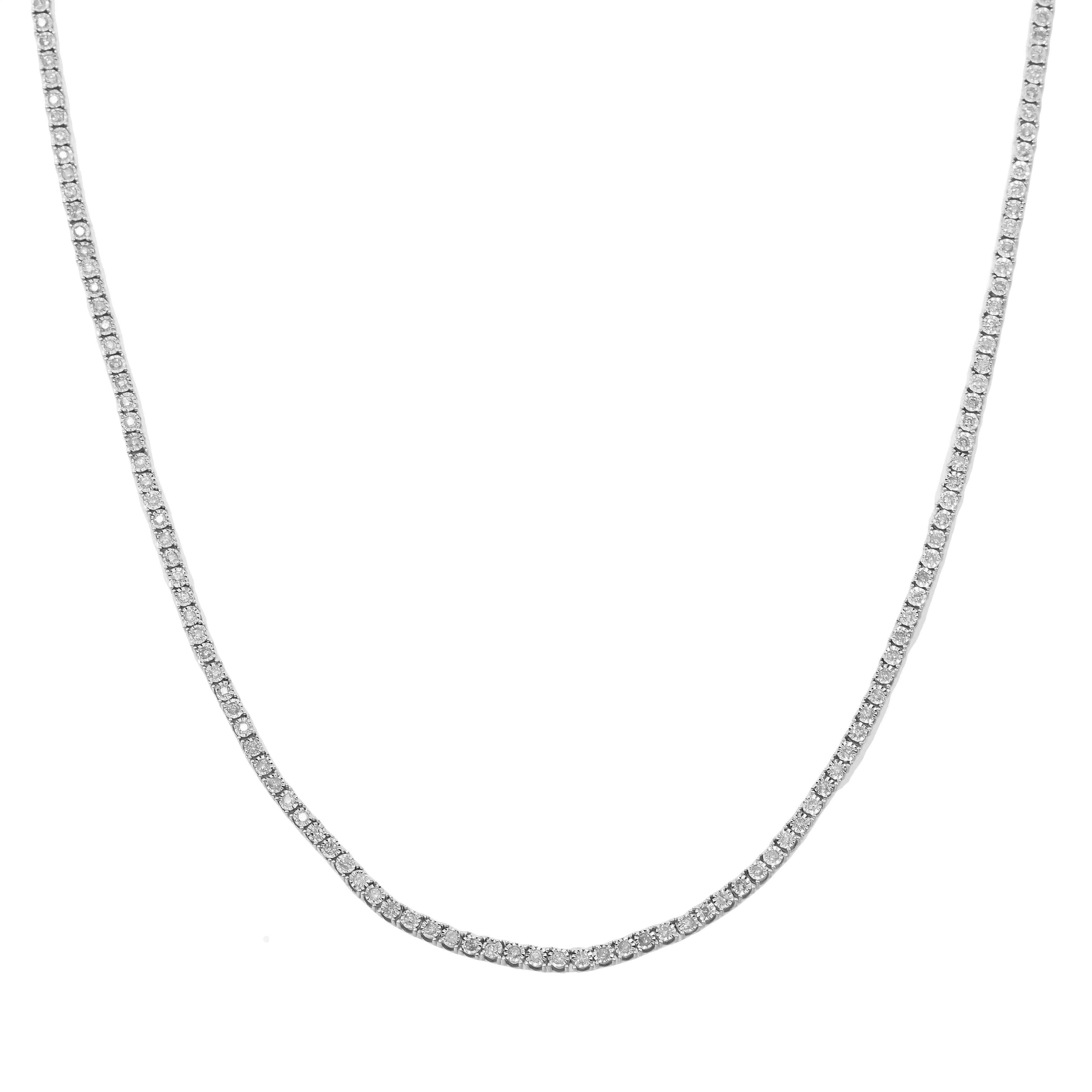 10K GOLD ROUND DIAMOND 2MM TENNIS CHAIN 1.59 CT