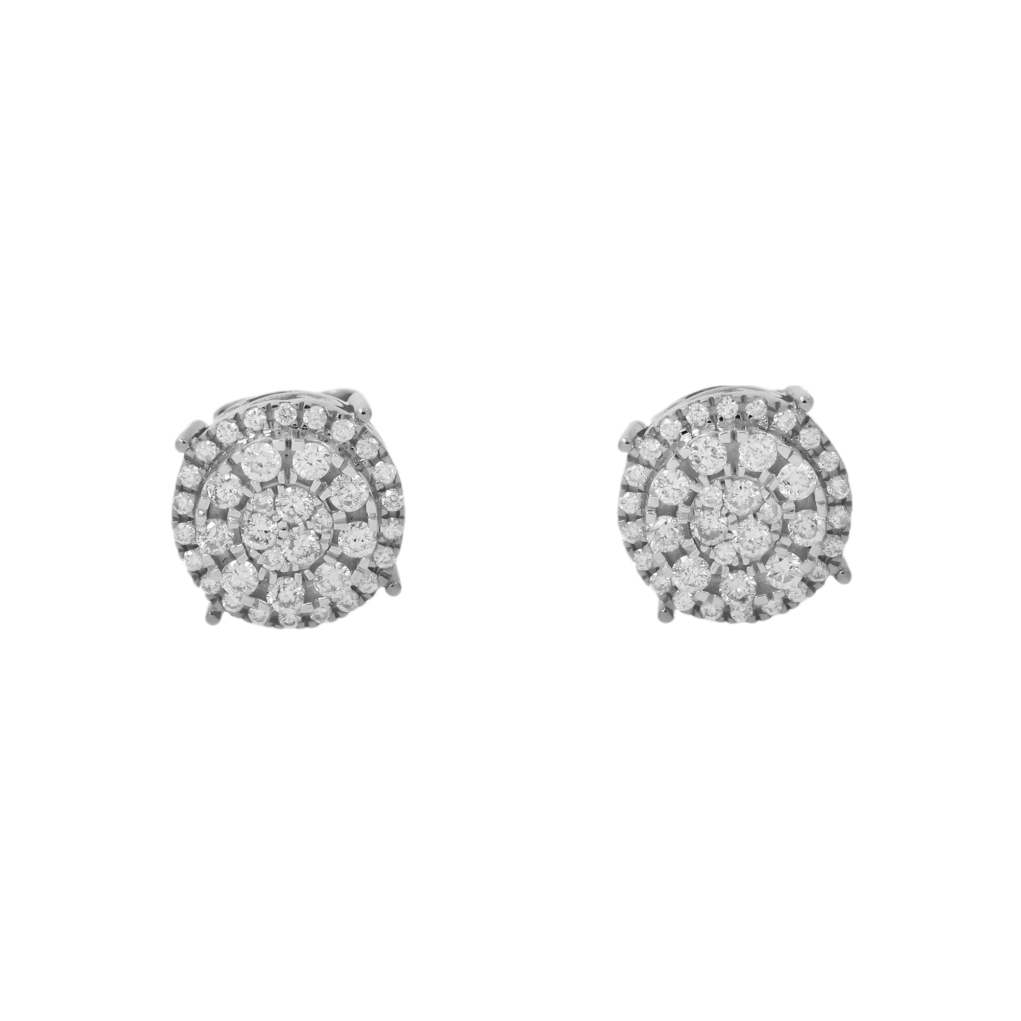 10K GOLD ROUND DIAMOND CLUSTER CIRCLE SHAPE EARRINGS 0.61 CTW