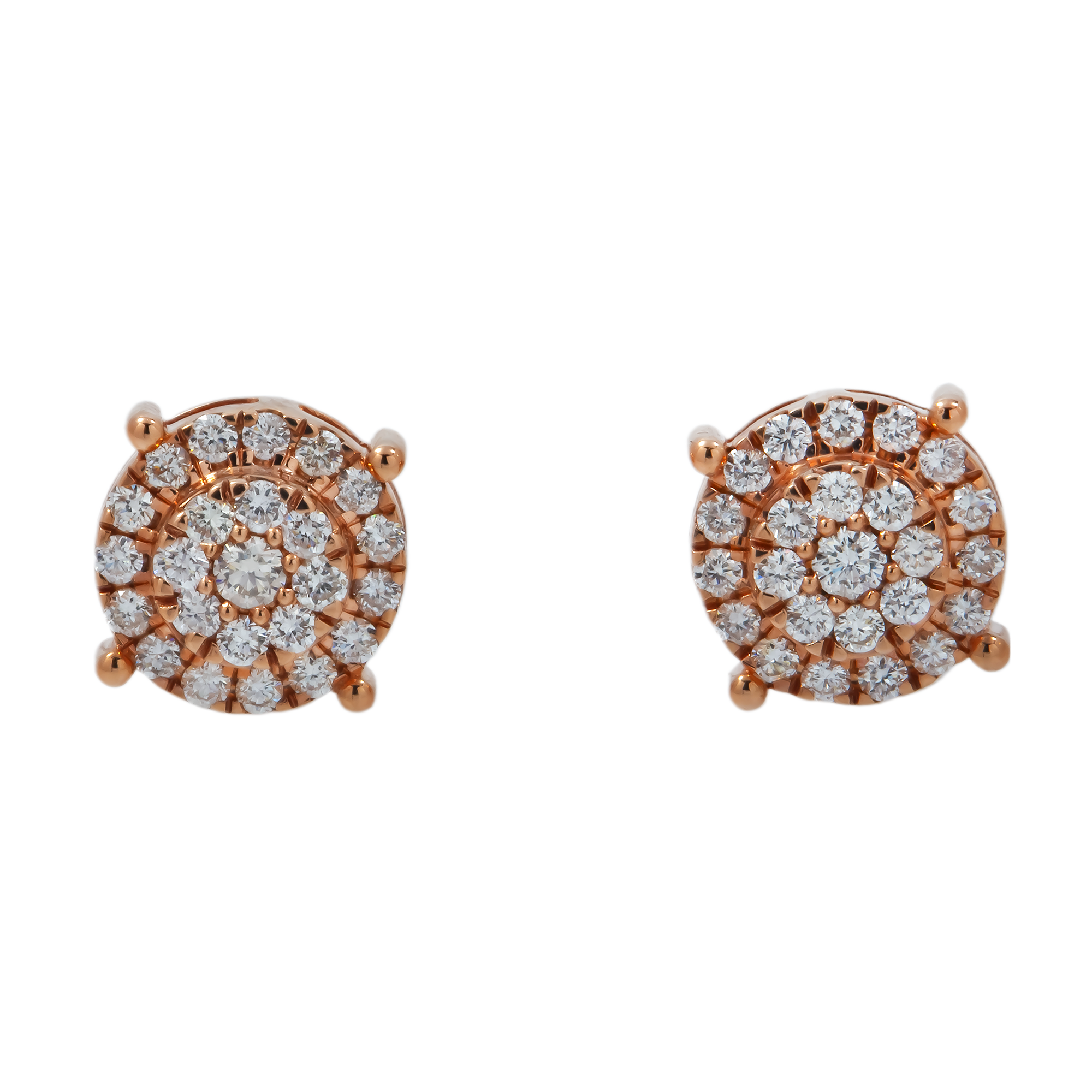 10K GOLD ROUND DIAMOND CLUSTER EARRINGS 1.04 CTW