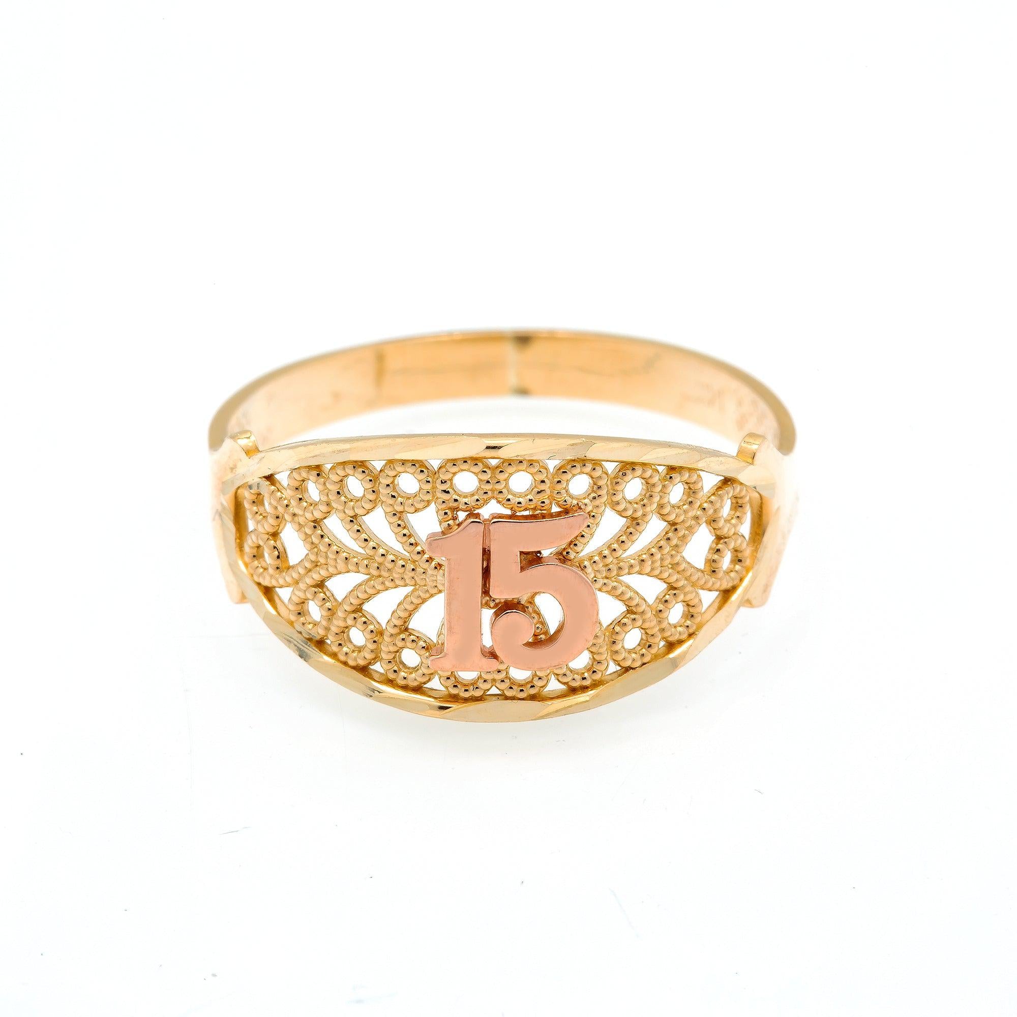 10K GOLD TWO TONE NUMBER 15 RING 1.9G