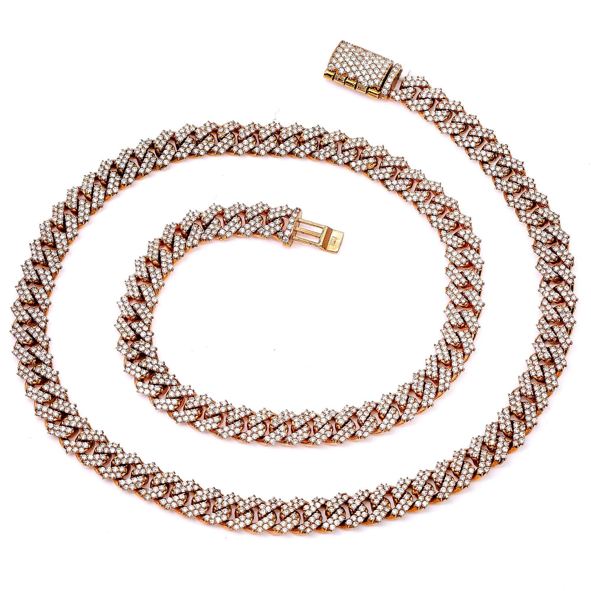 10K ROSE GOLD 22" | 7MM CUBAN CHAIN WITH 15.55 CT DIAMONDS