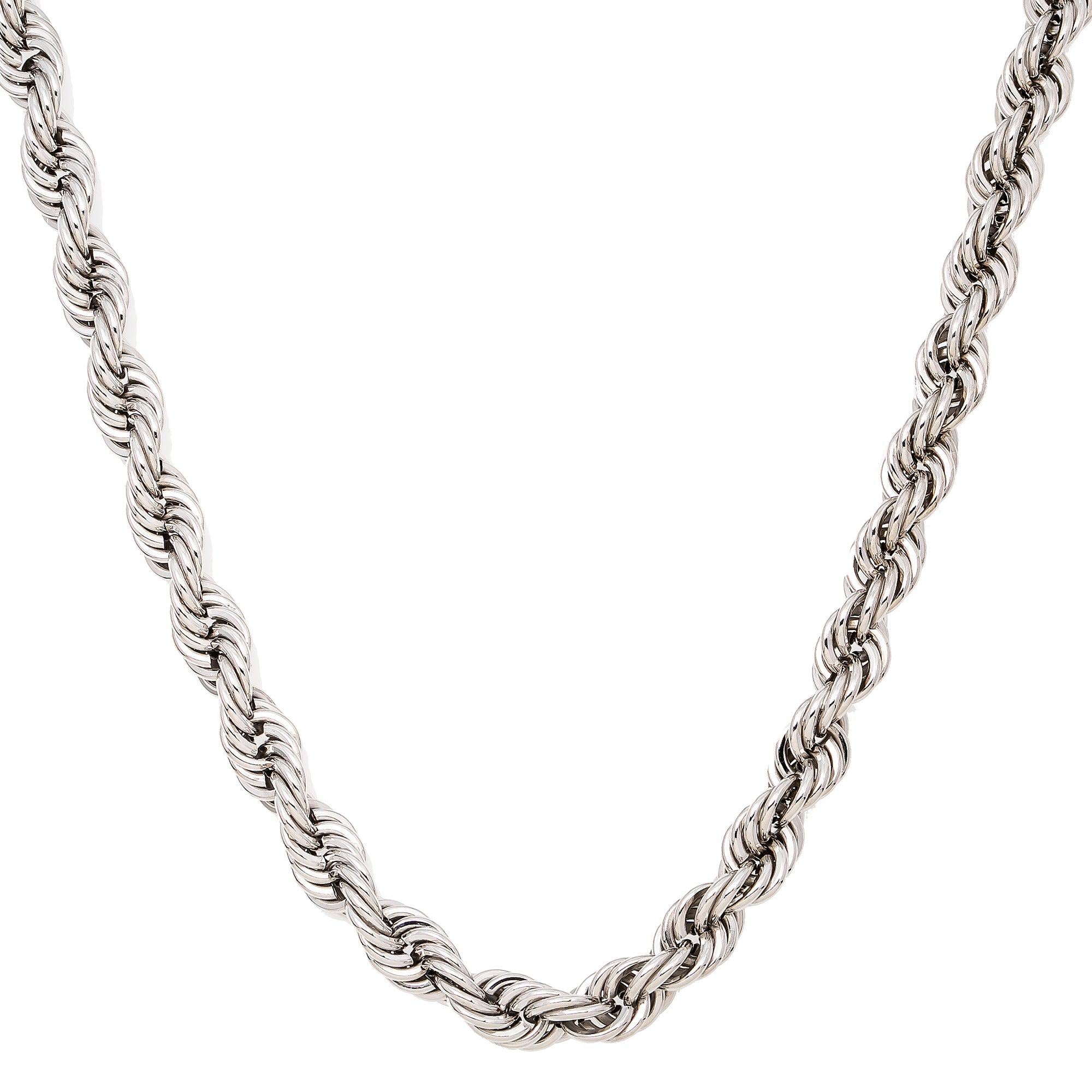 10K WHITE GOLD 7MM MILLENNIUM ROPE CHAIN
