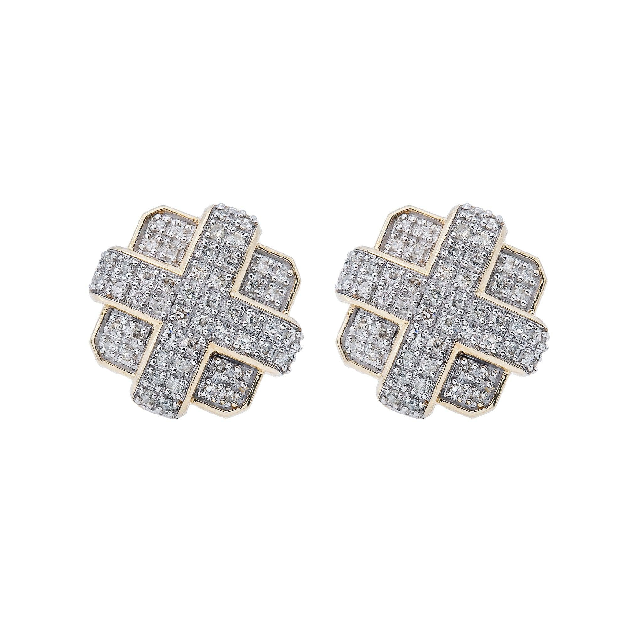 10K Yellow Gold Diamond Earrings 0.58 CT