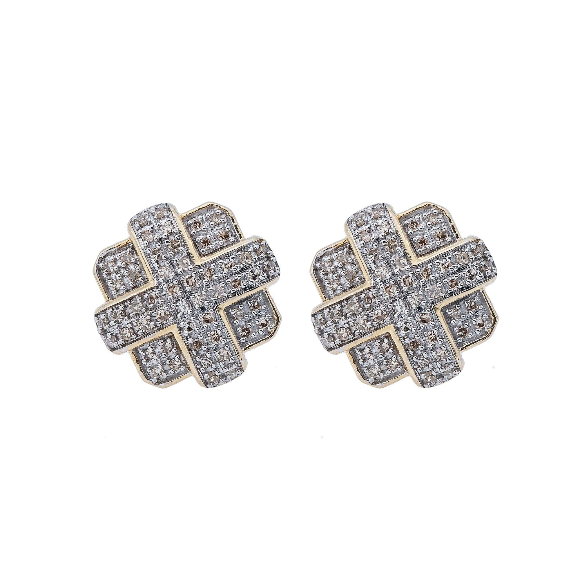 10K Yellow Gold Unisex Earrings with 0.39 CT Diamond