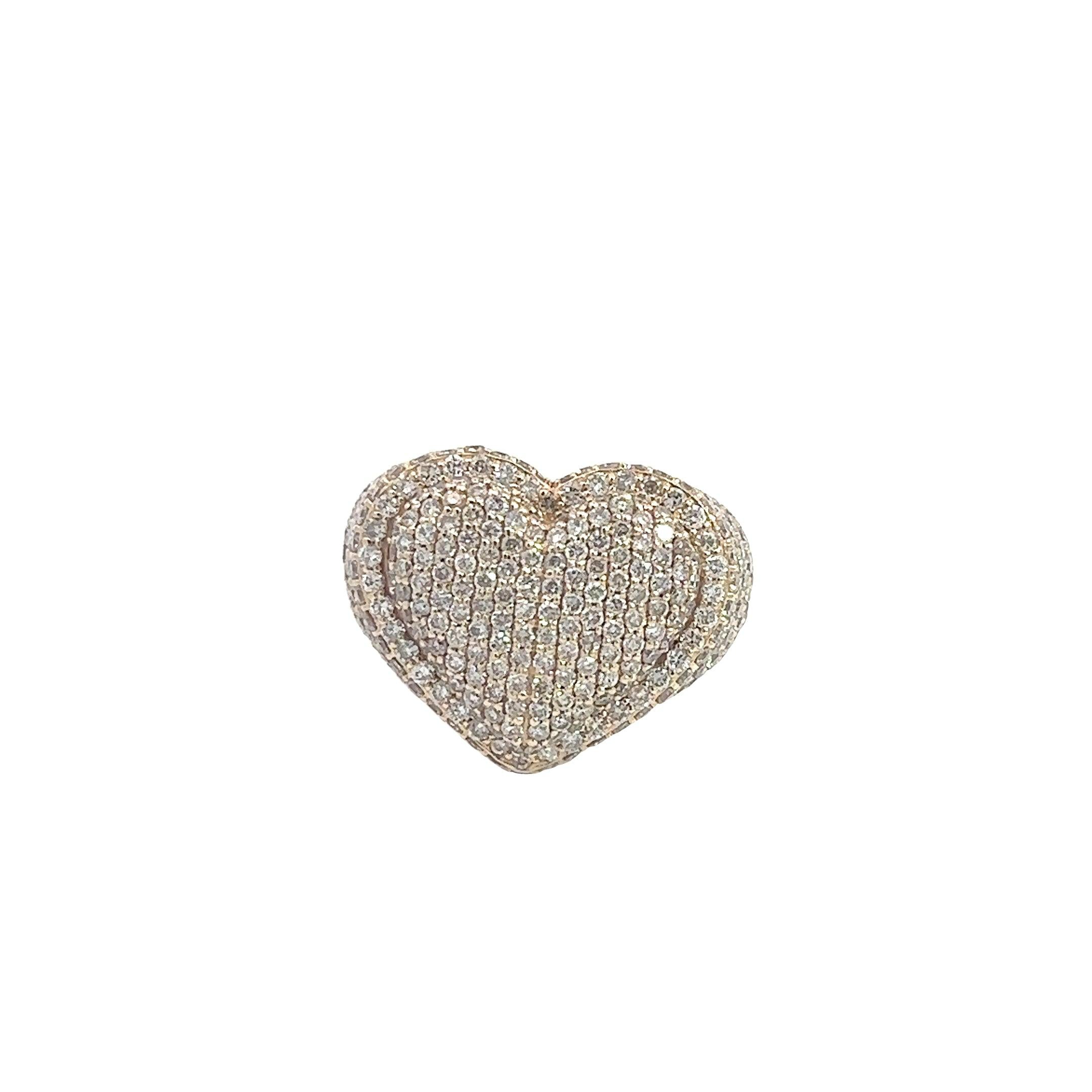 14K GOLD DIAMOND BUBBLE HEART RING 3.00 CT