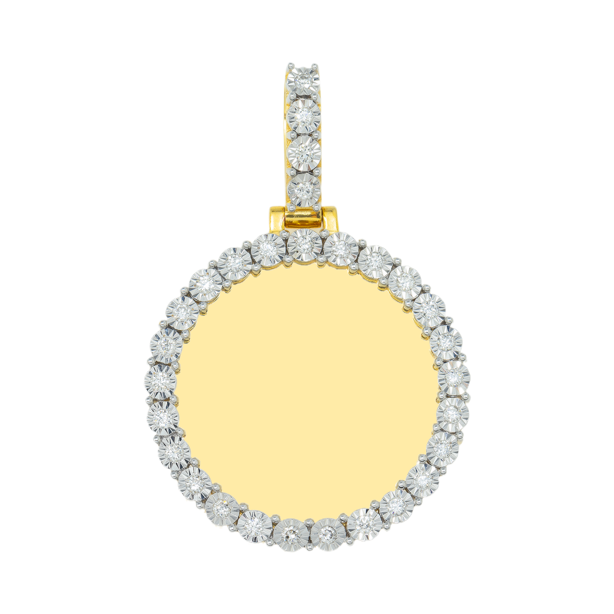 14K GOLD DIAMOND CIRCLE PICTURE PENDANT 0.65 CT