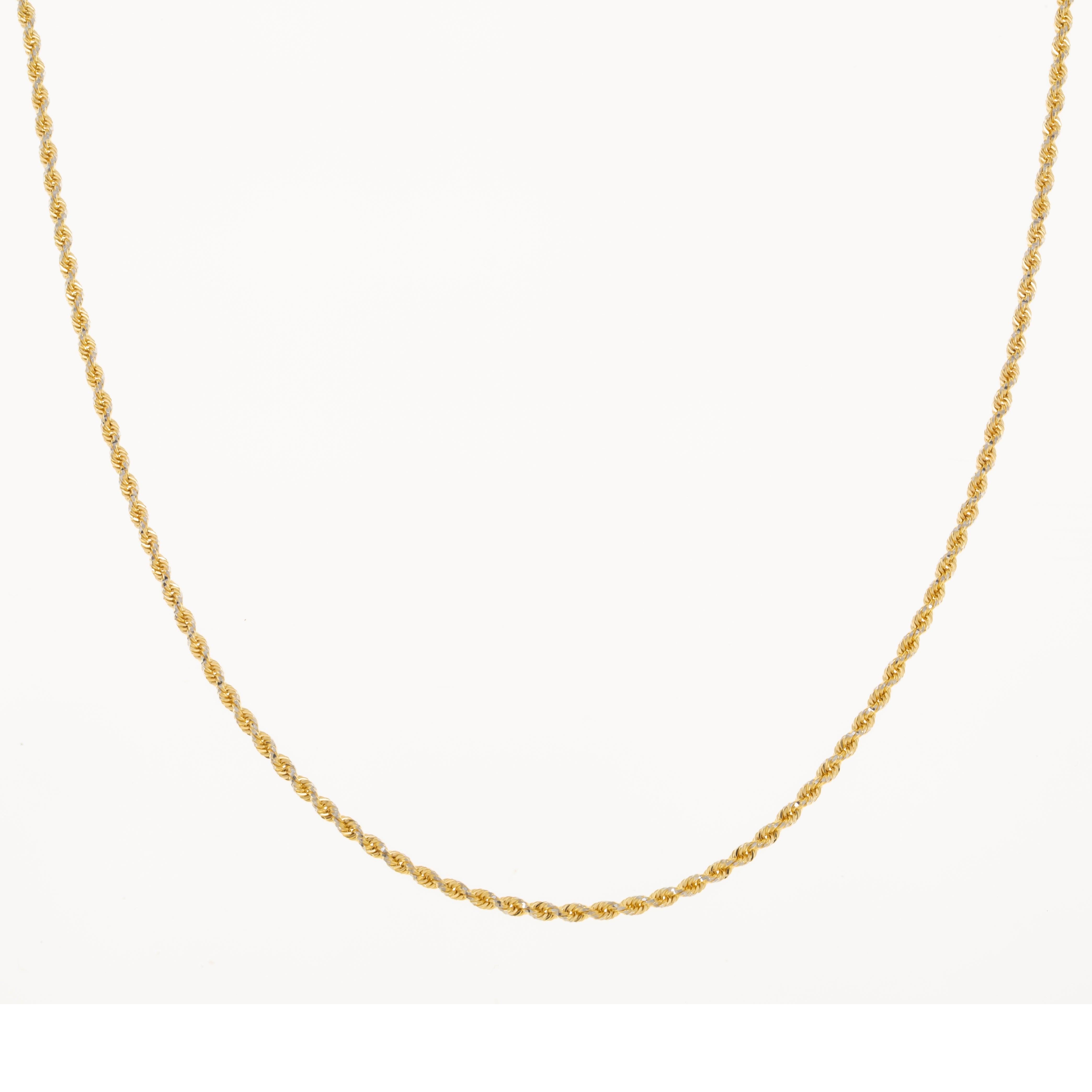 14K GOLD DIAMOND CUT 1.5MM SOLID ROPE CHAIN