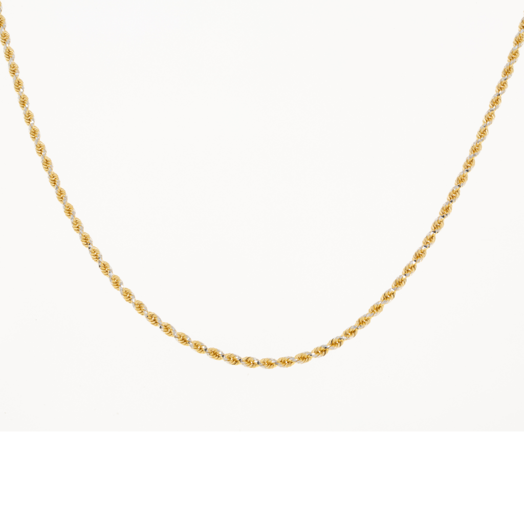14K GOLD DIAMOND CUT 2.45MM SOLID ROPE CHAIN