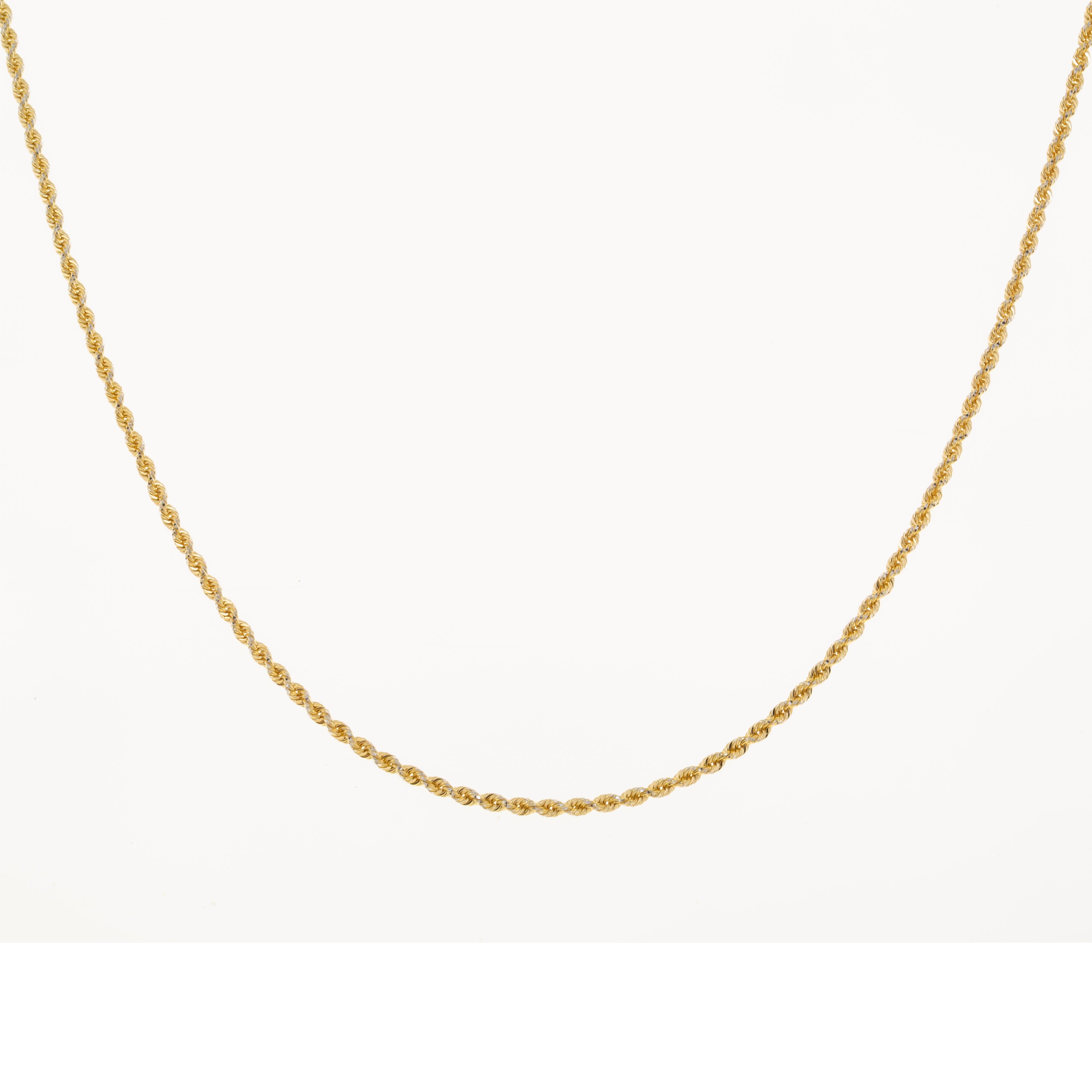 14K GOLD DIAMOND CUT 2MM SOLID ROPE CHAIN