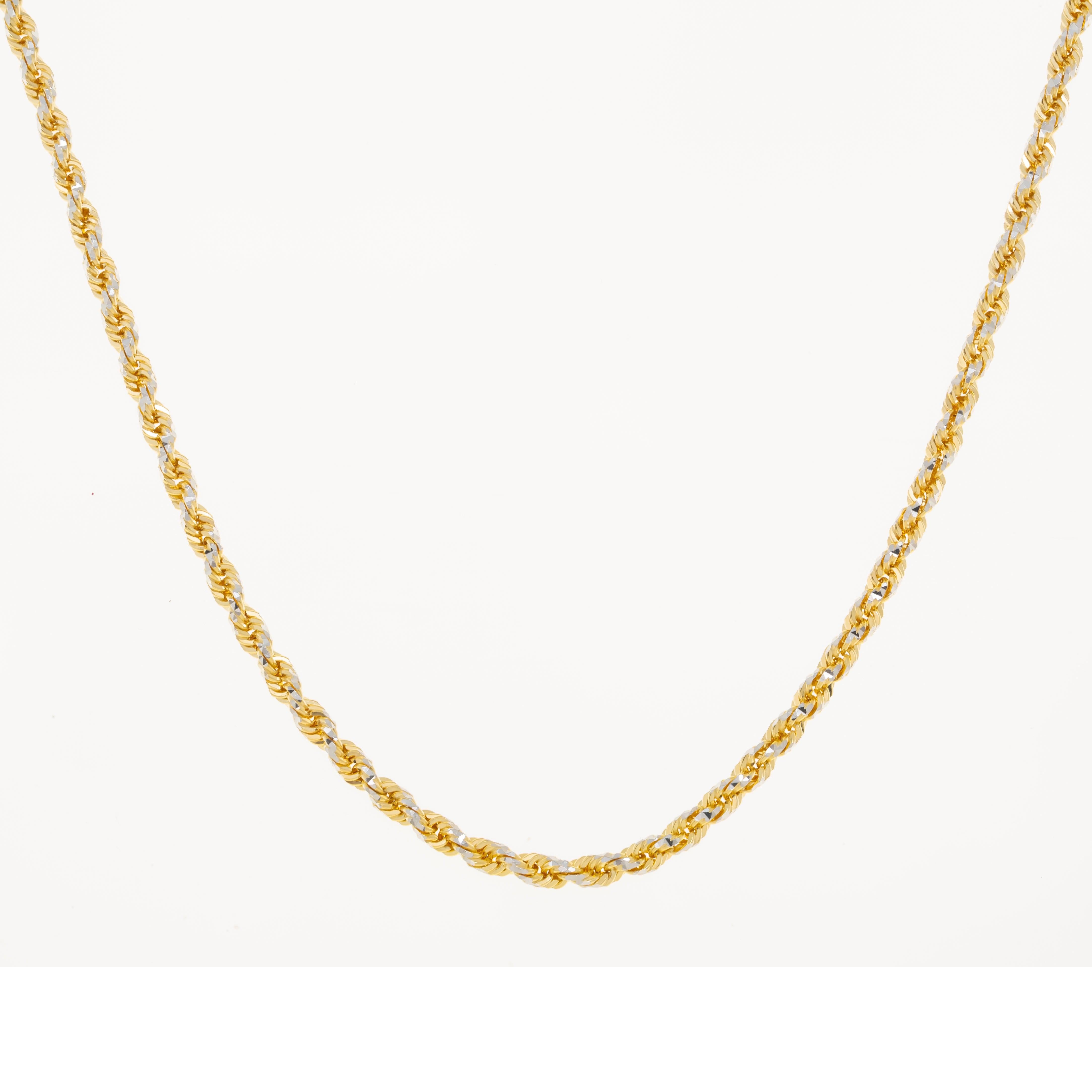 14K GOLD DIAMOND CUT 3.5MM SOLID ROPE CHAIN