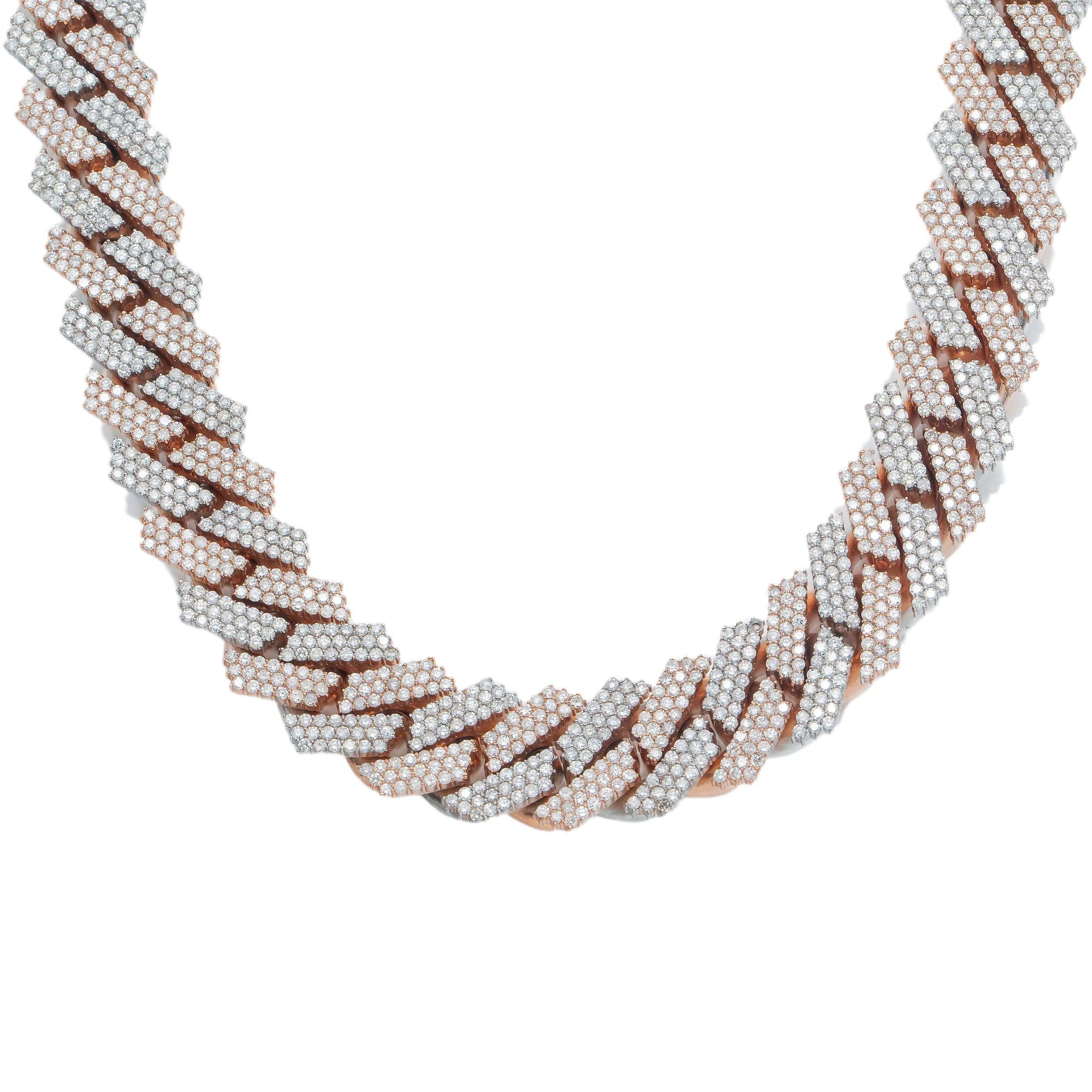 14K GOLD DIAMOND TWO TONE 22"/20MM CUBAN LINK CHAIN 55.50 CT