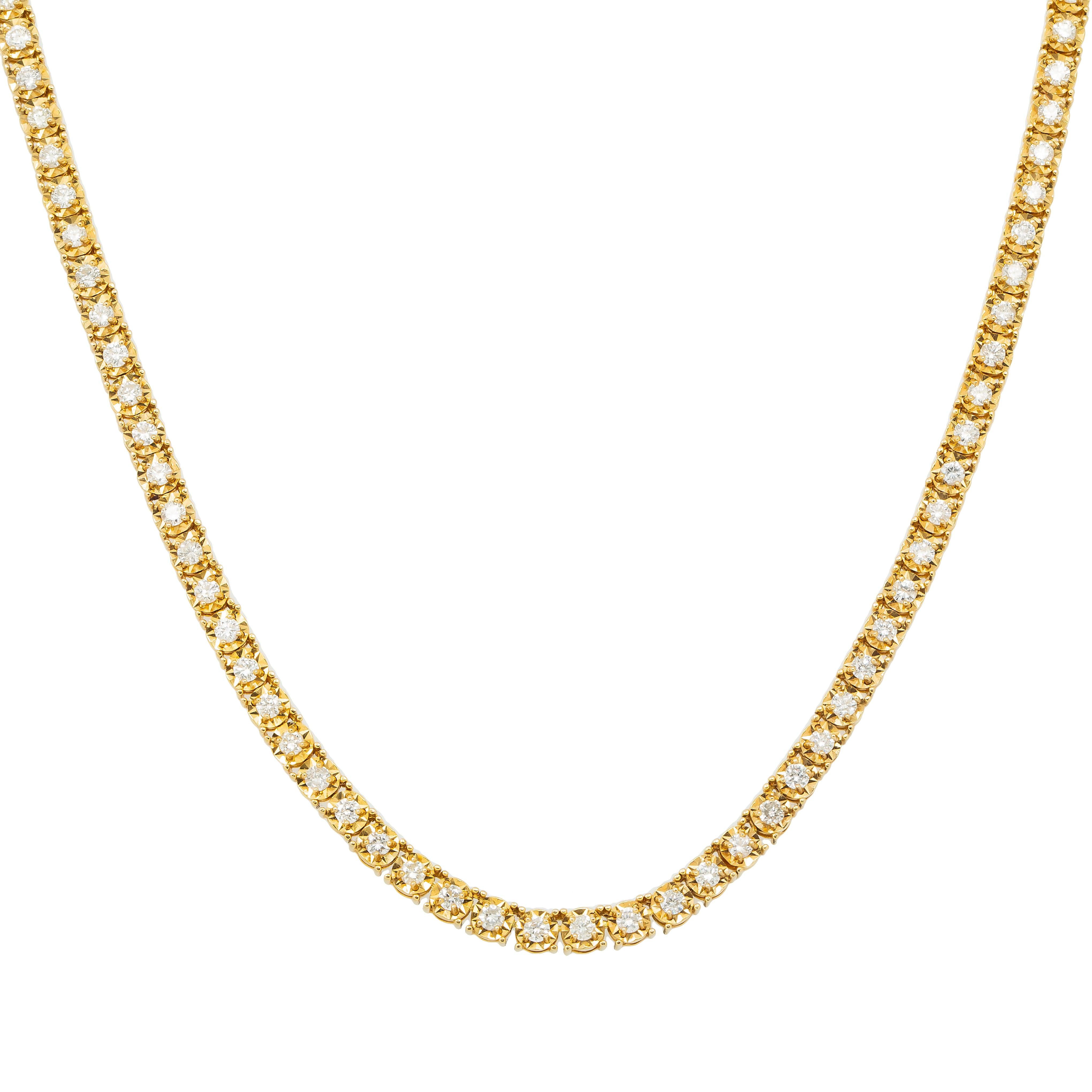 14K GOLD ROUND DIAMOND TENNIS CHAIN 7.14 CT
