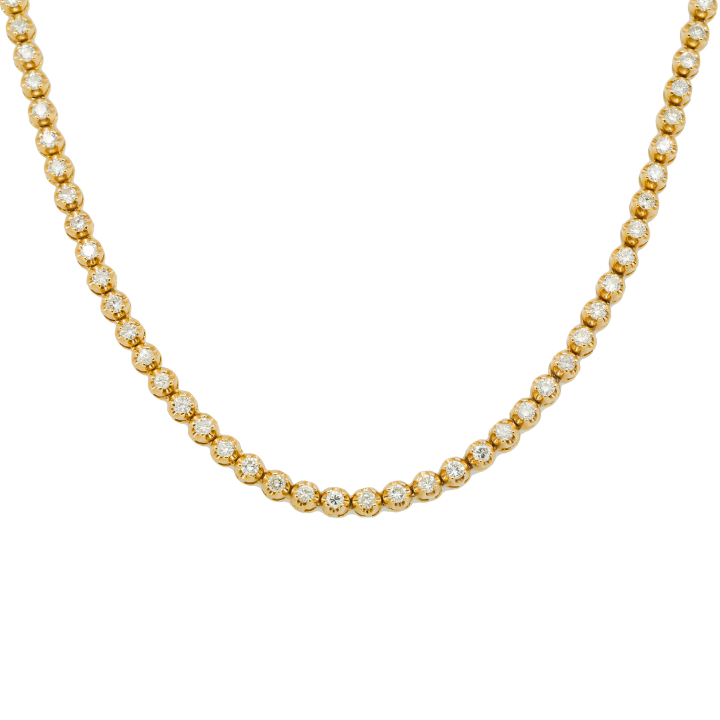 14K GOLD ROUND DIAMOND TENNIS CHAIN 8.50 CT