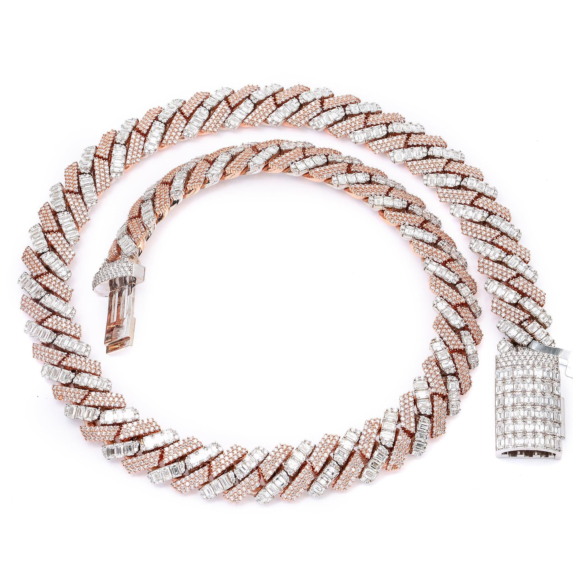 14K GOLD TWO TONE 22" / 15MM CUBAN CHAIN WITH 64.40 CT DIAMONDS