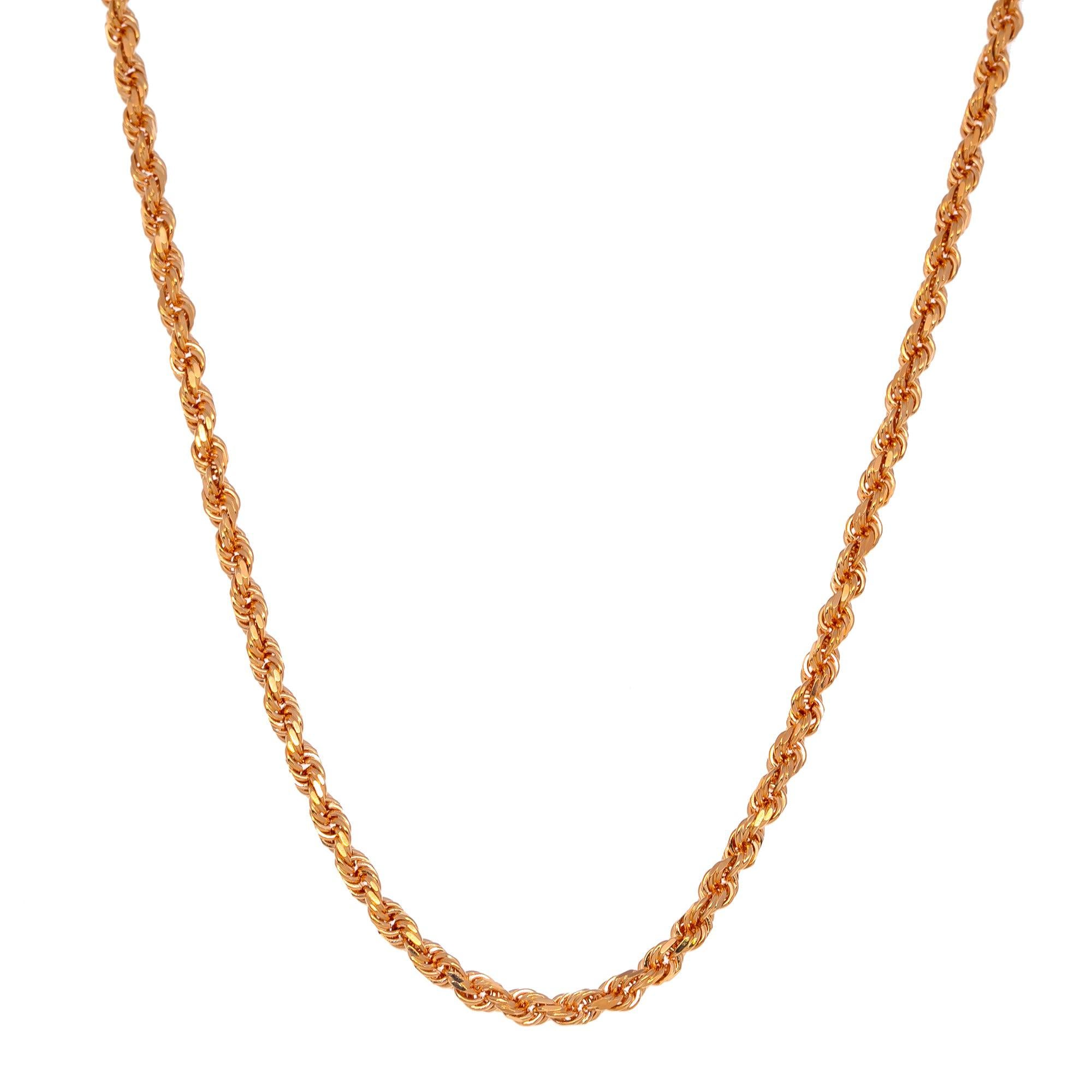 14k Rose Gold 3mm Solid Rope Chain Available In Sizes 18"-26"