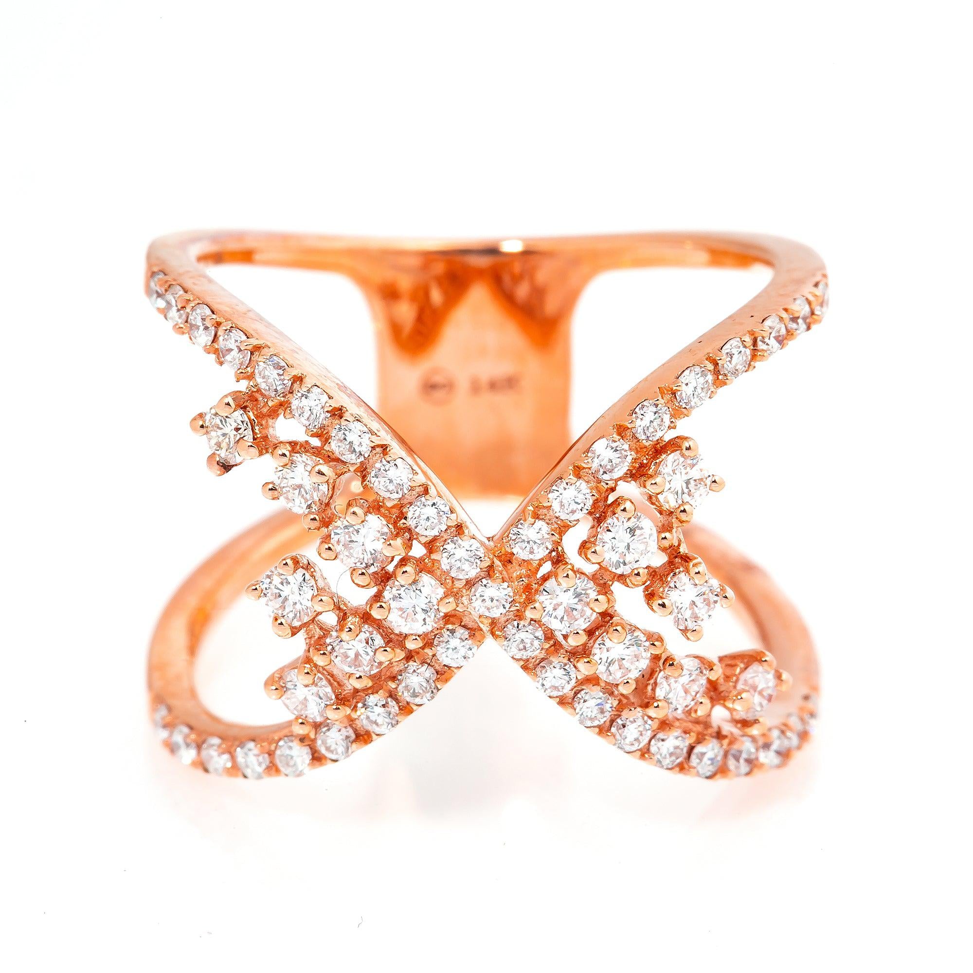 14K Rose Gold Ladies Ring with 0.70 CT Diamonds