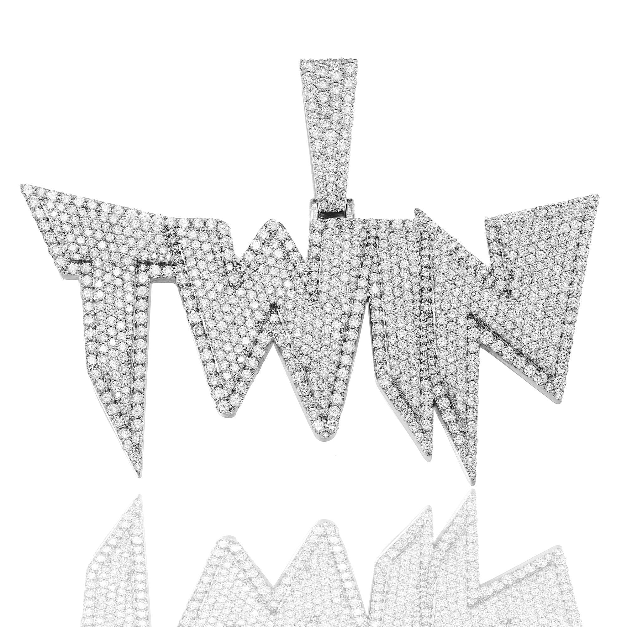 14K WHITE GOLD DIAMOND NAME PENDANT 7.0 CT