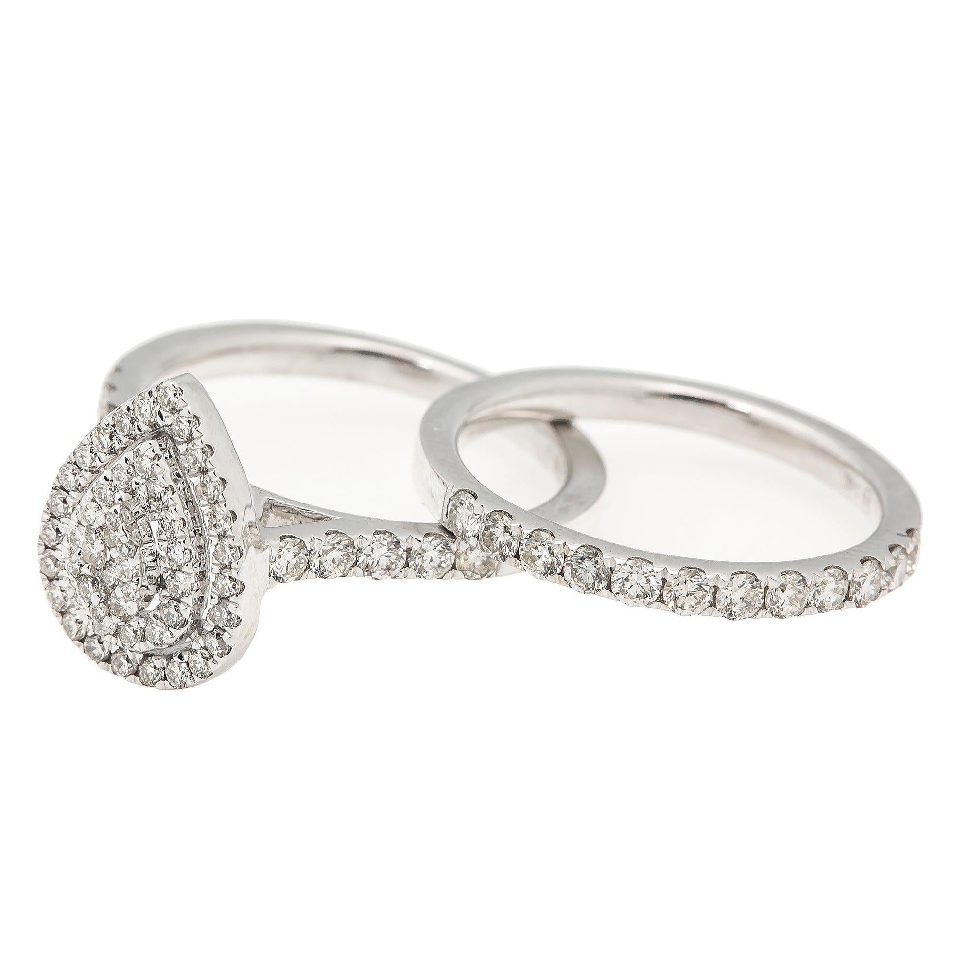14K WHITE GOLD LADIES PEAR BRIDAL SET WITH 1.7 CT DIAMONDS