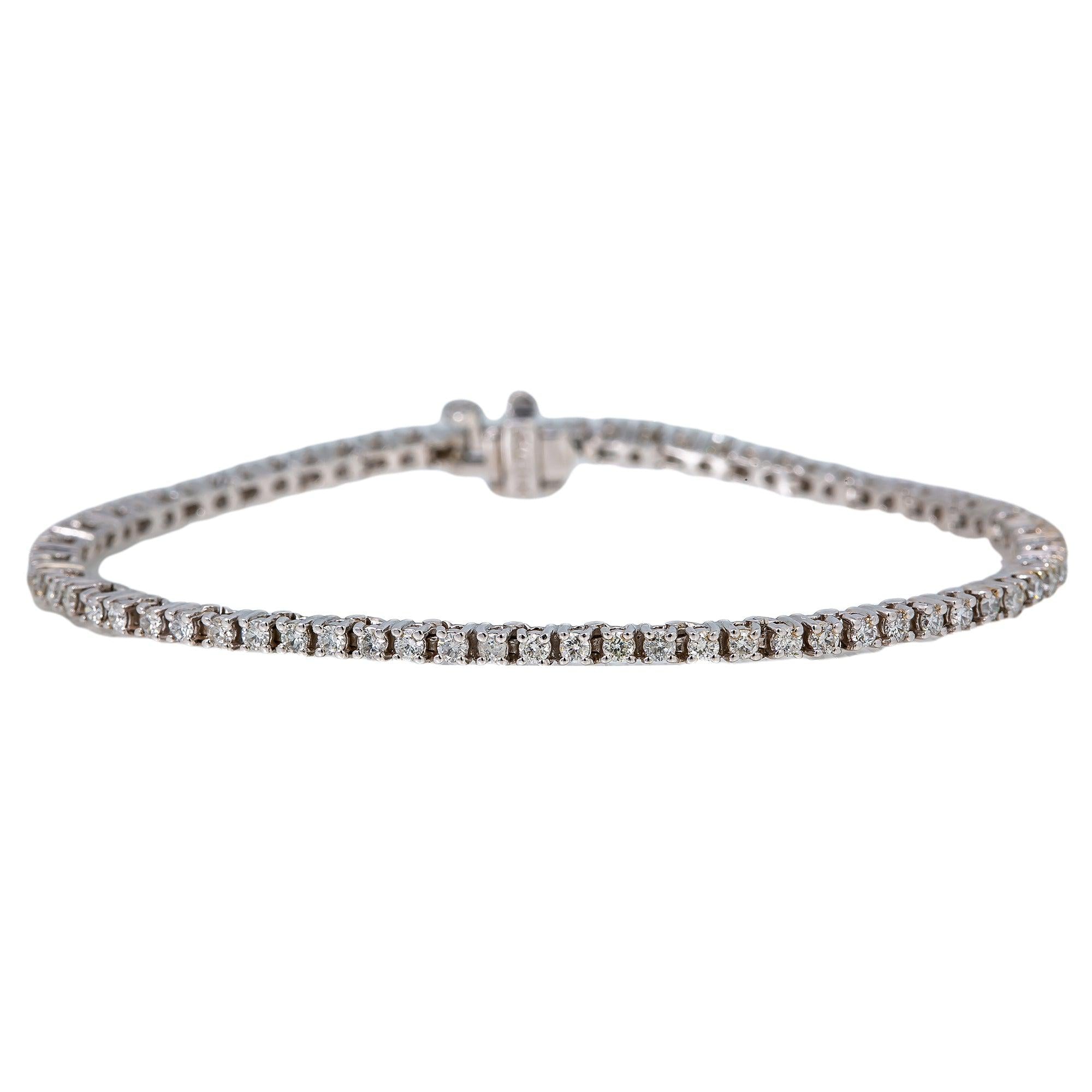 14K WHITE GOLD TENNIS BRACELET WITH 1.79 CT DIAMONDS