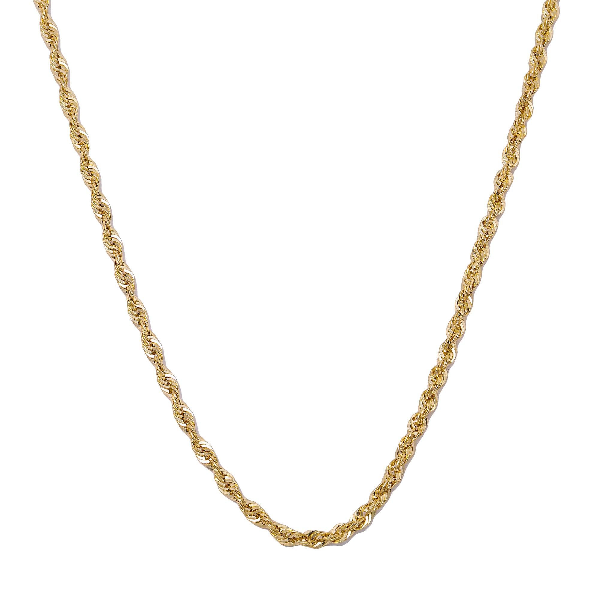 14K Yellow Gold 1.2mm Laser Hollow Rope Chain Available In Sizes 18"-26"