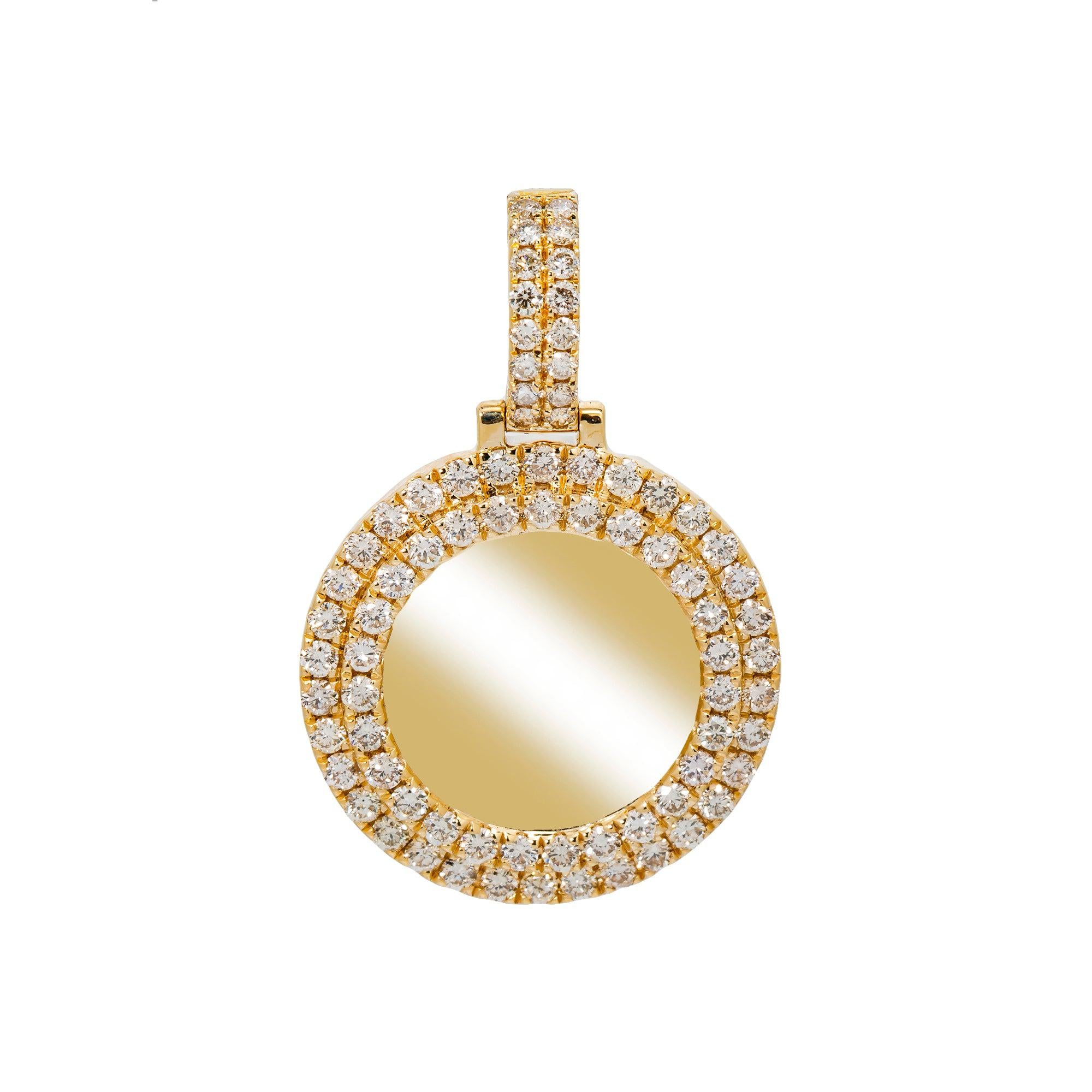 14K YELLOW GOLD 2 ROW DIAMOND PICTURE PENDANT 2.75 CT