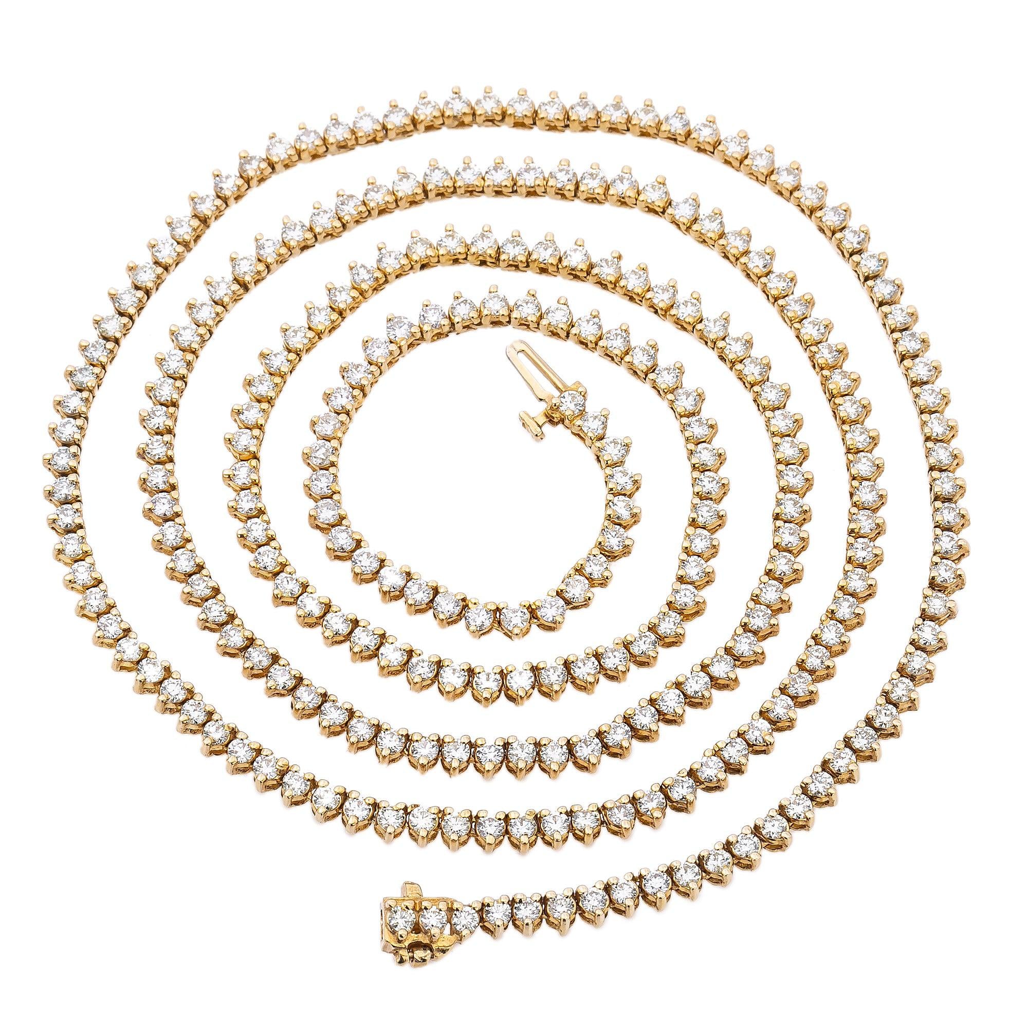 14K Yellow Gold 24"/3.5MM Tennis Chain  With 12.75 CT Diamonds