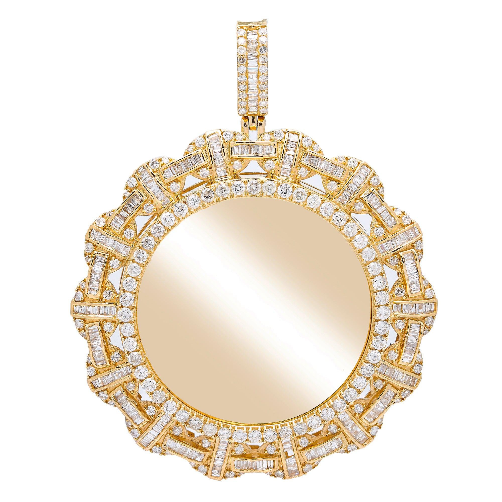 14K YELLOW GOLD CUSTOM DIAMOND PICTURE PENDANT 3.28 CT