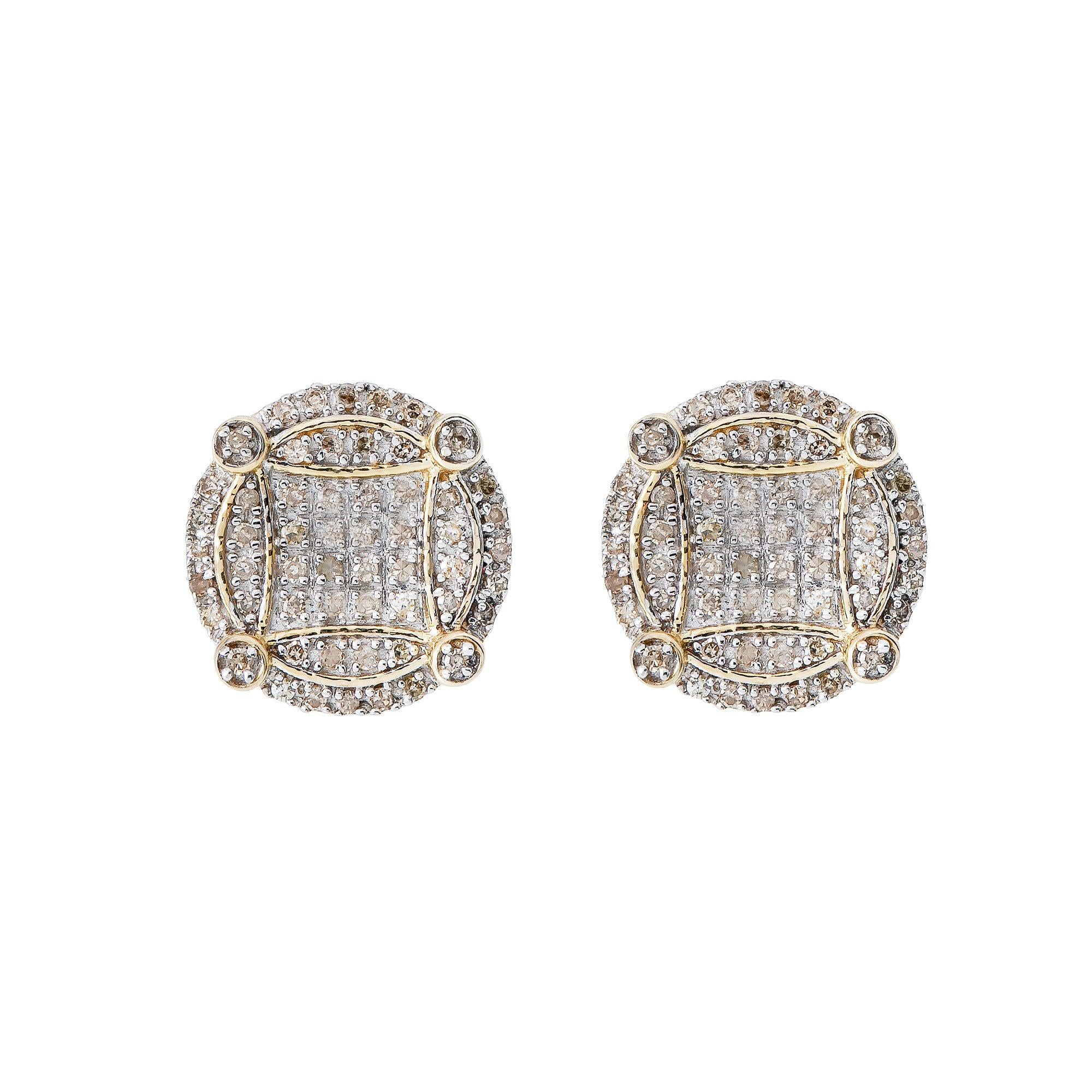 14K Yellow Gold Diamond Earrings 0.42 CT
