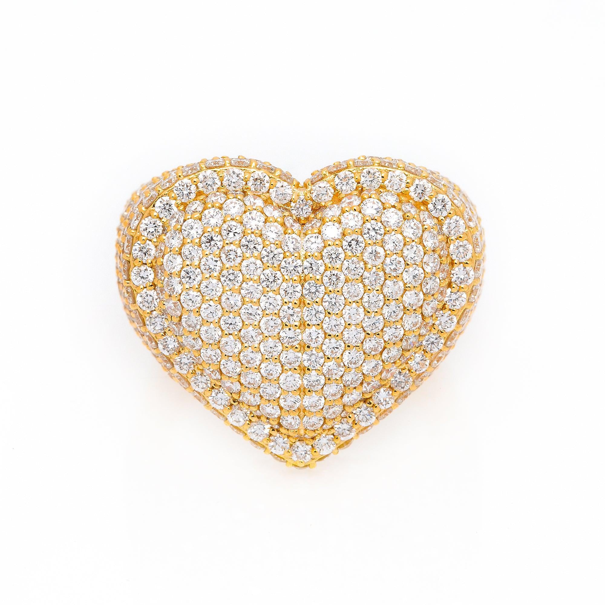 14K YELLOW GOLD DIAMOND HEART RING 5.30 CT