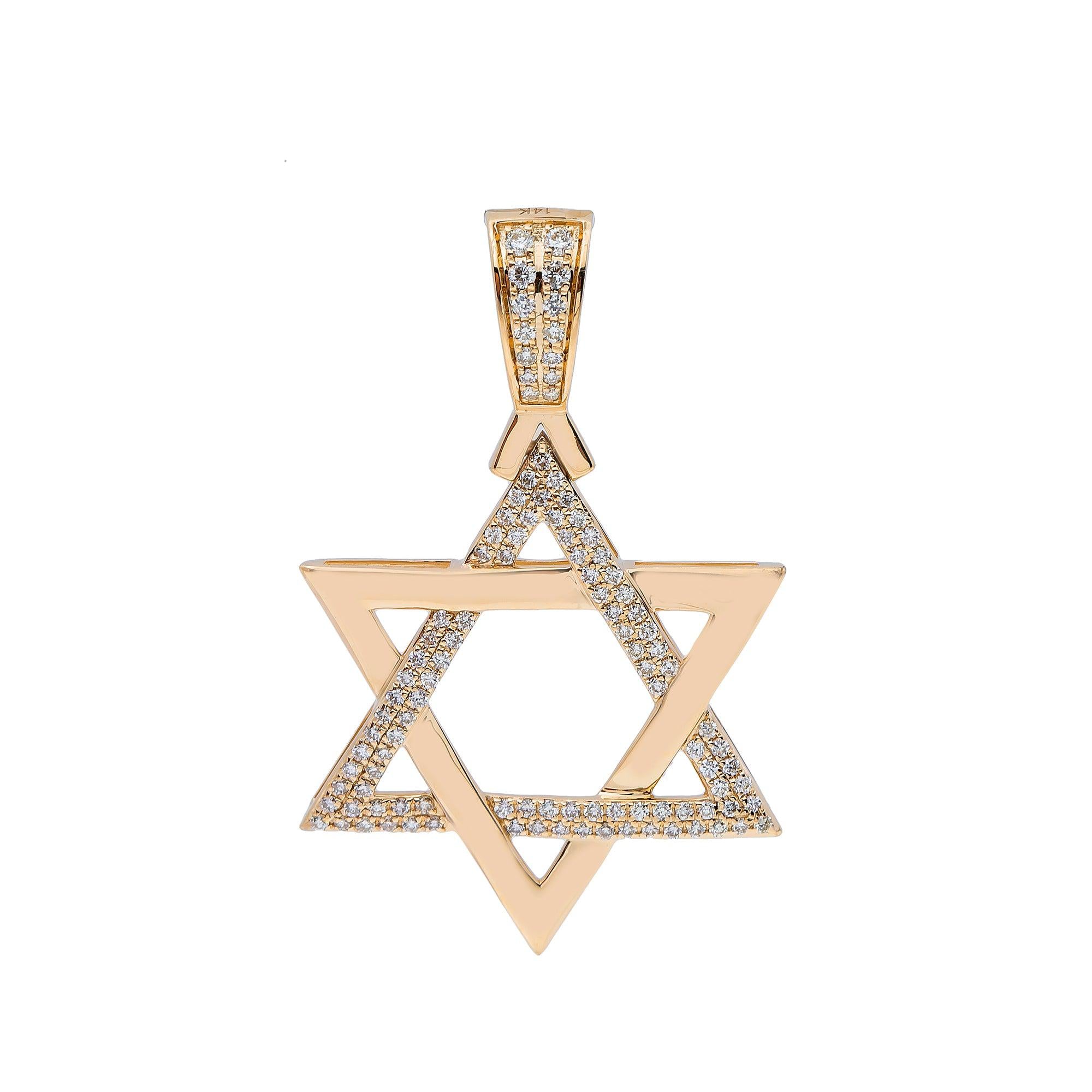 14K Yellow Gold Diamond Star of David Pendant