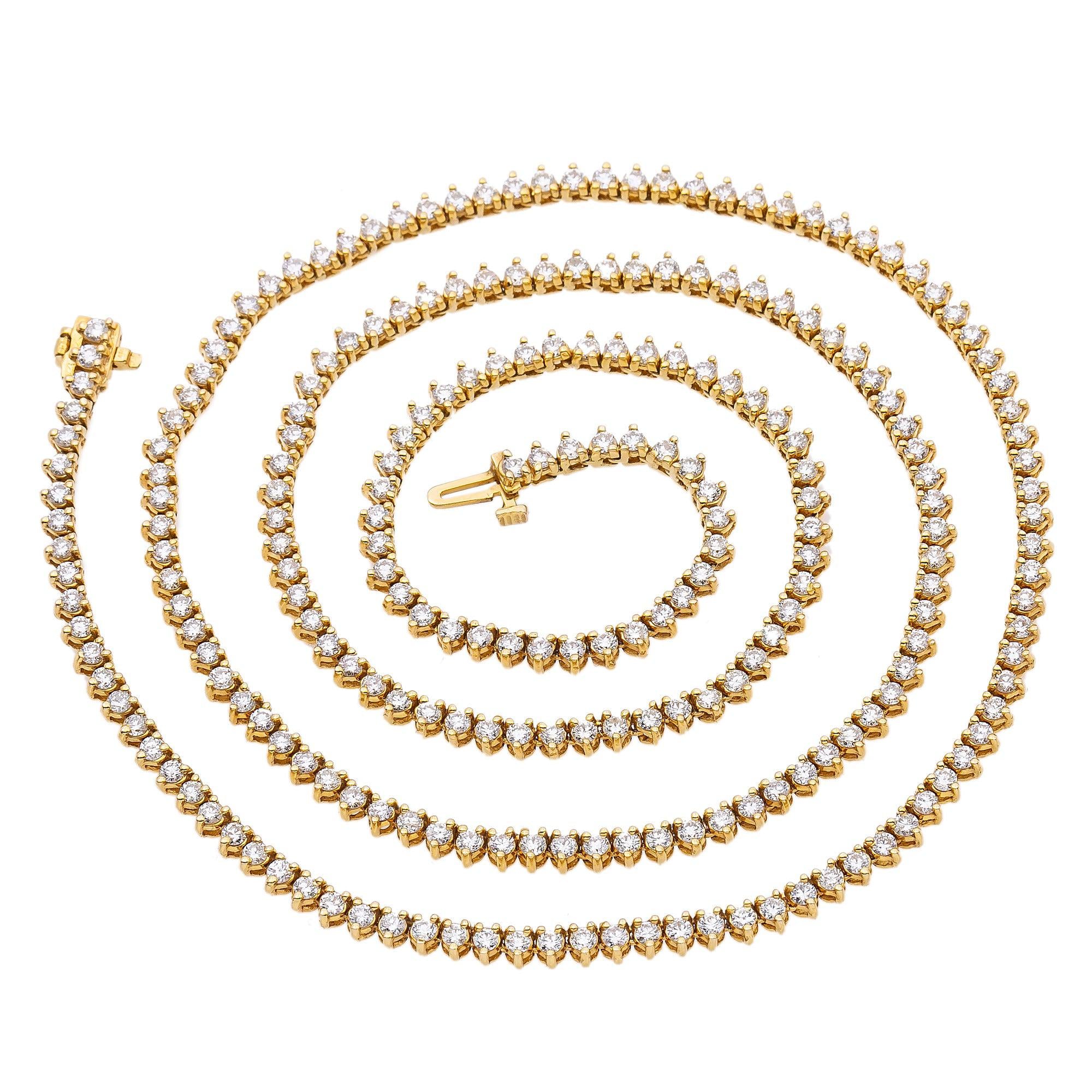 14K Yellow Gold Men's Tennis Chain  With 11.50 CT Diamonds