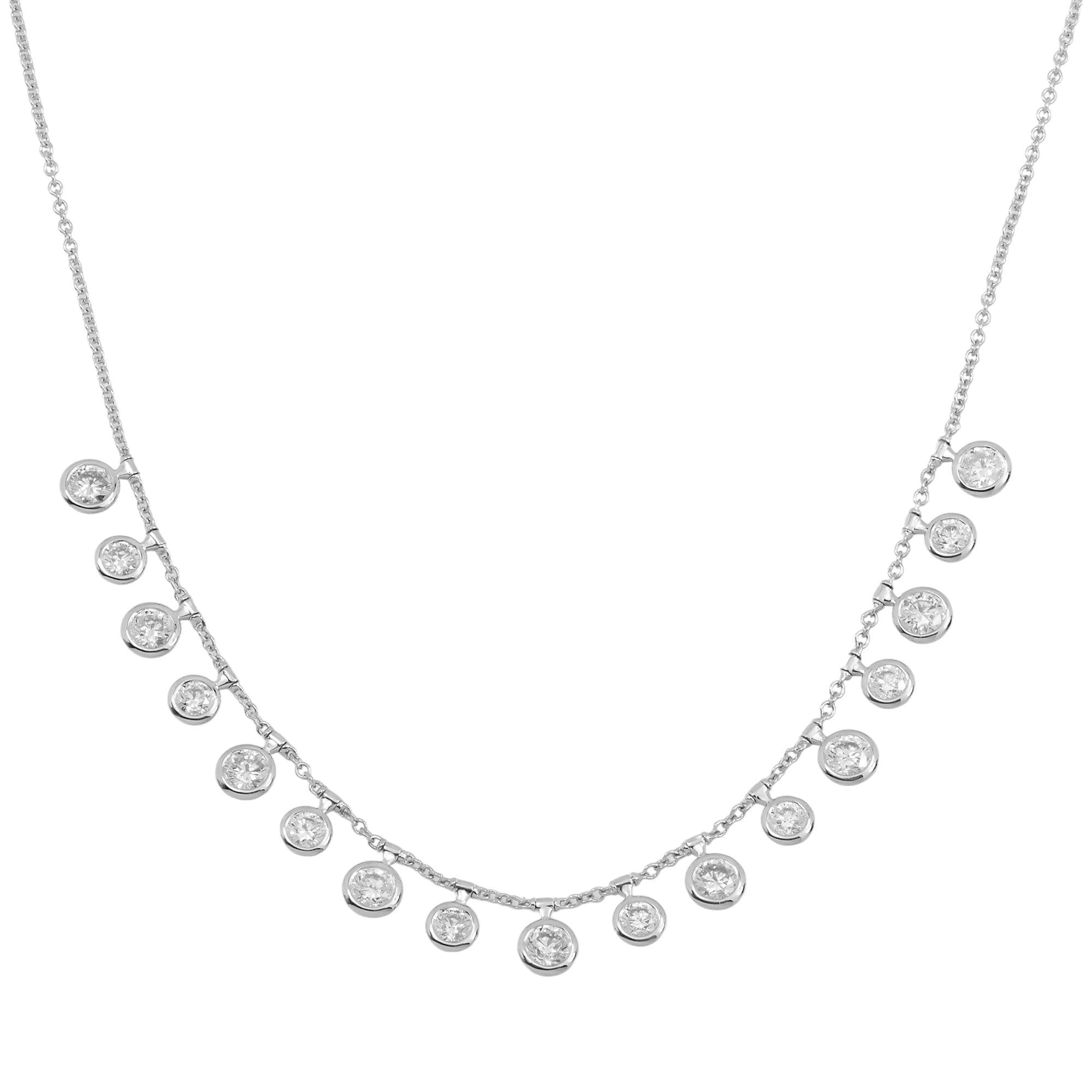 18K GOLD ROUND DIAMOND CIRCLES NECKLACE 4.45 CT
