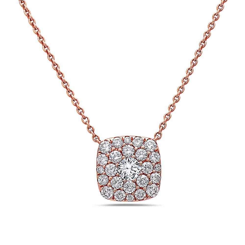18K Rose Gold Square Women's Necklace With 1.00 CT Diamonds