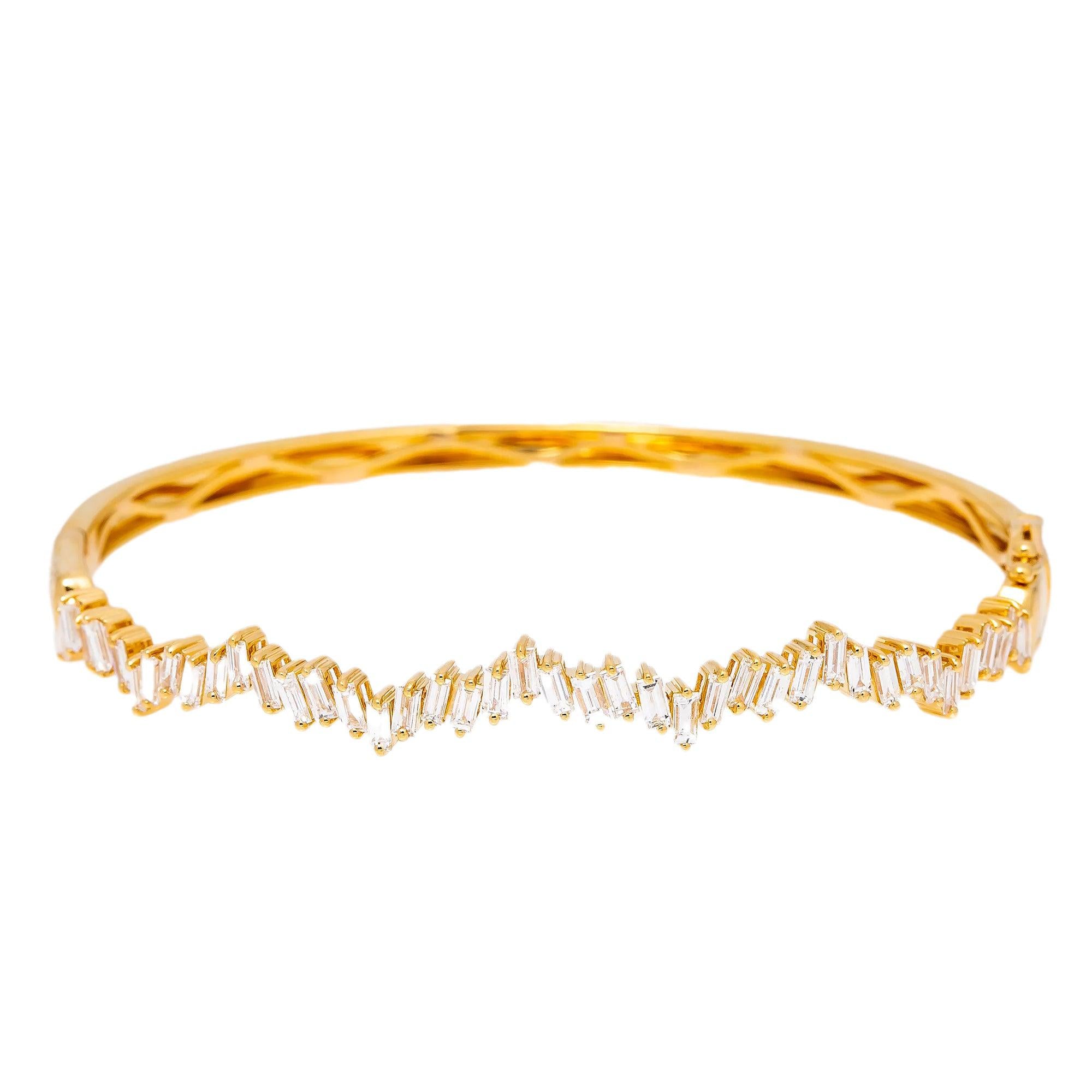 18K YELLOW GOLD LADIES BAGUETTE BRACELET WITH 1.59 CT DIAMONDS