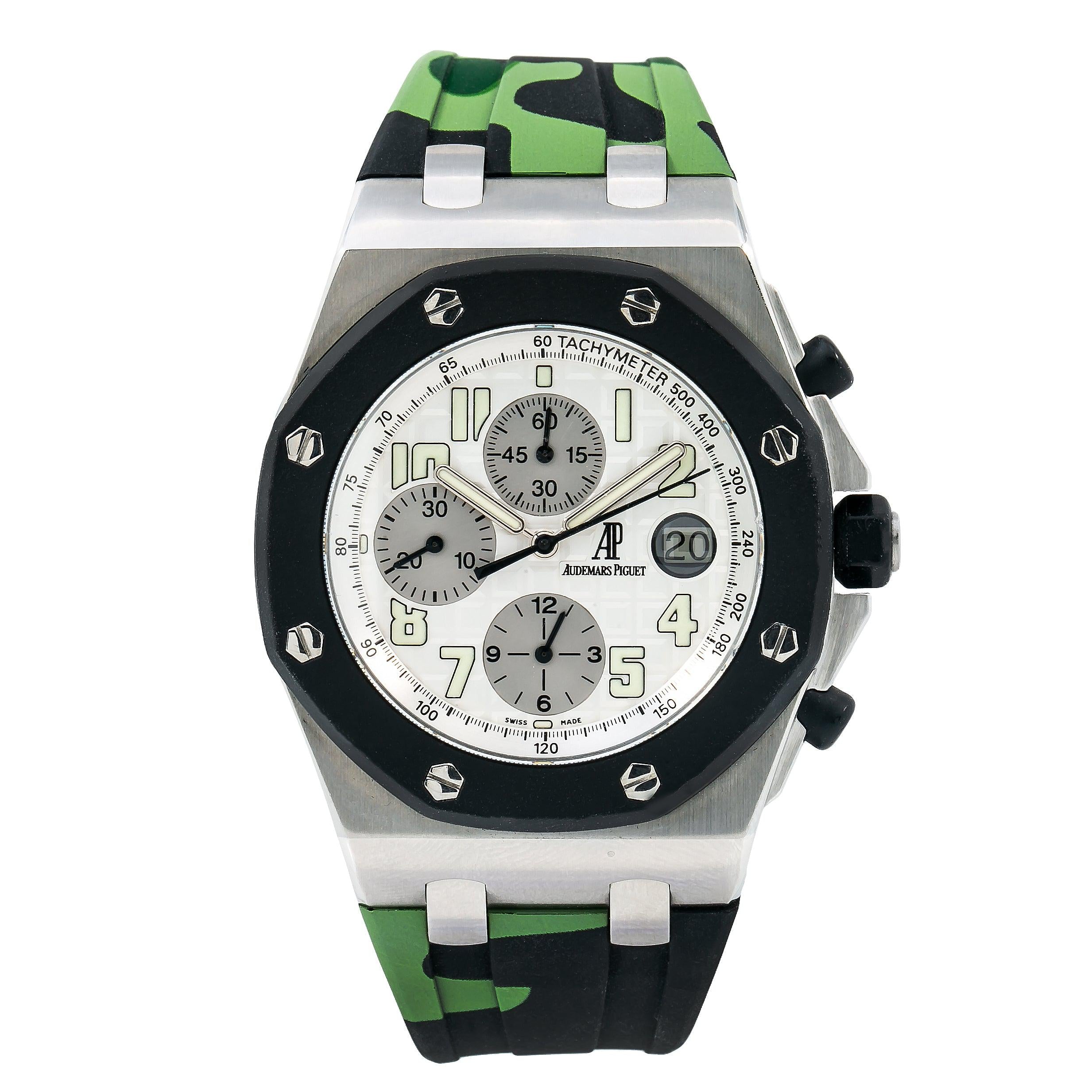 Audemars Piguet Royal Oak Offshore Chronograph 25940SK 40MM White Dial With Camo Rubber Bracelet