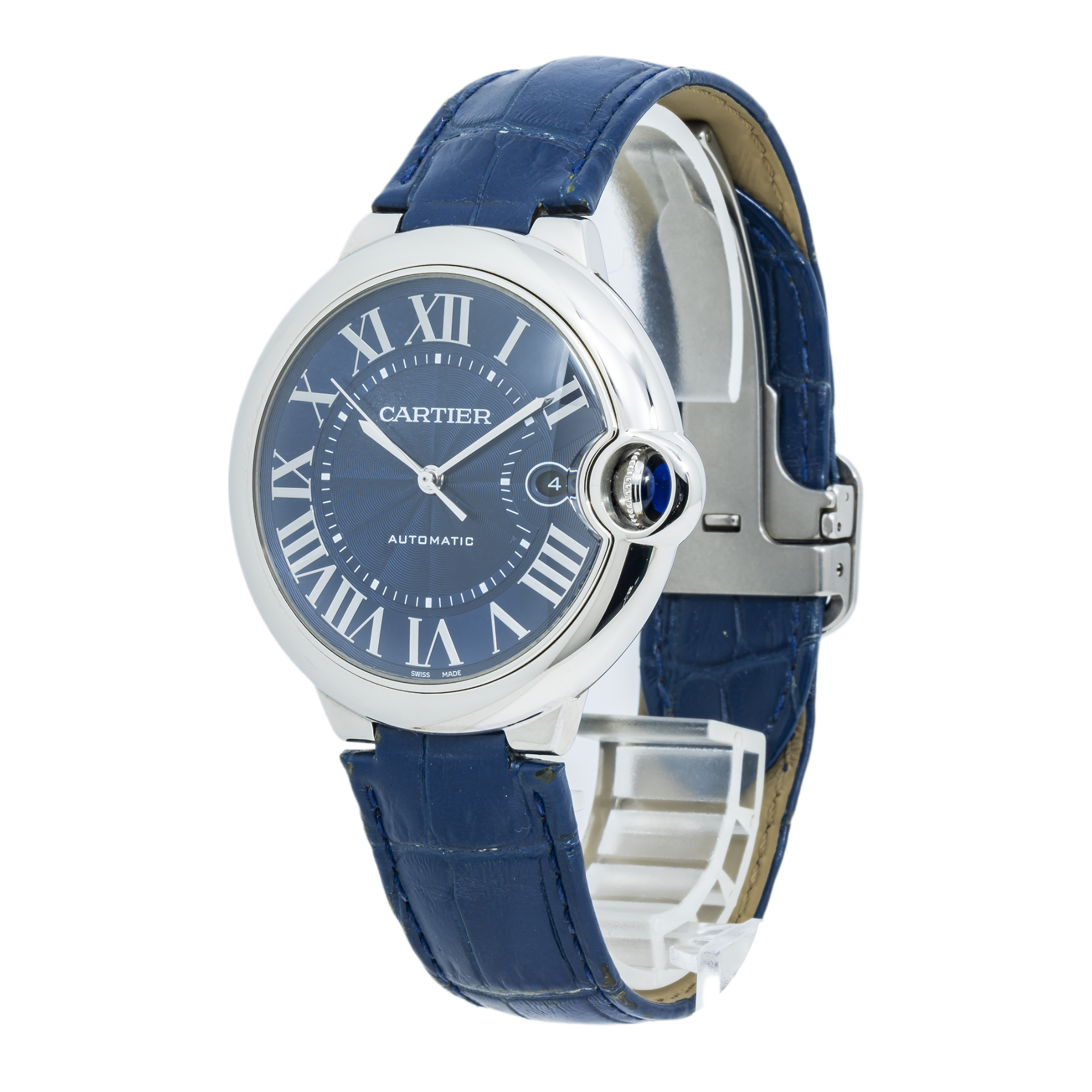 Cartier Ballon Bleu de Cartier WSBB0027 42MM Blue Guilloché Dial With Blue Alligator Strap
