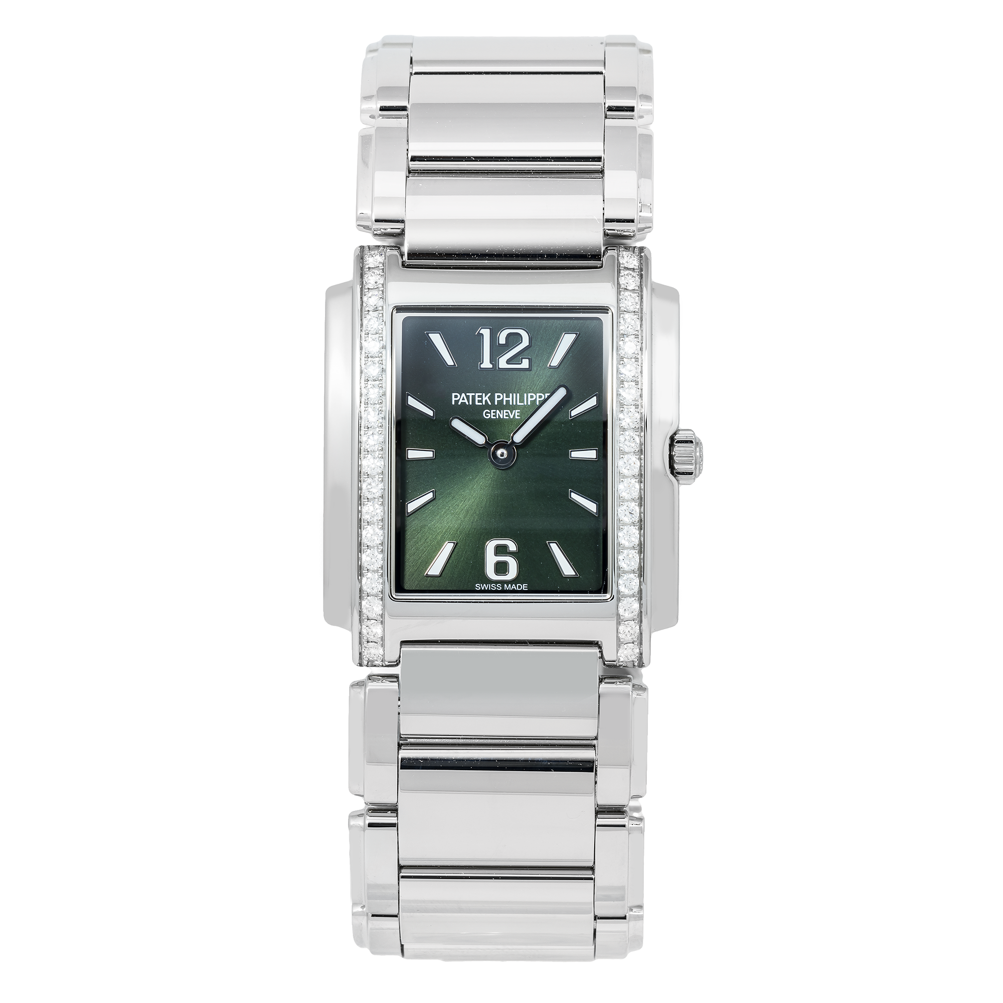 Patek Philippe Twenty~4 Ladies Stainless Steel Green Sunburst Dial 4910/1200A-011