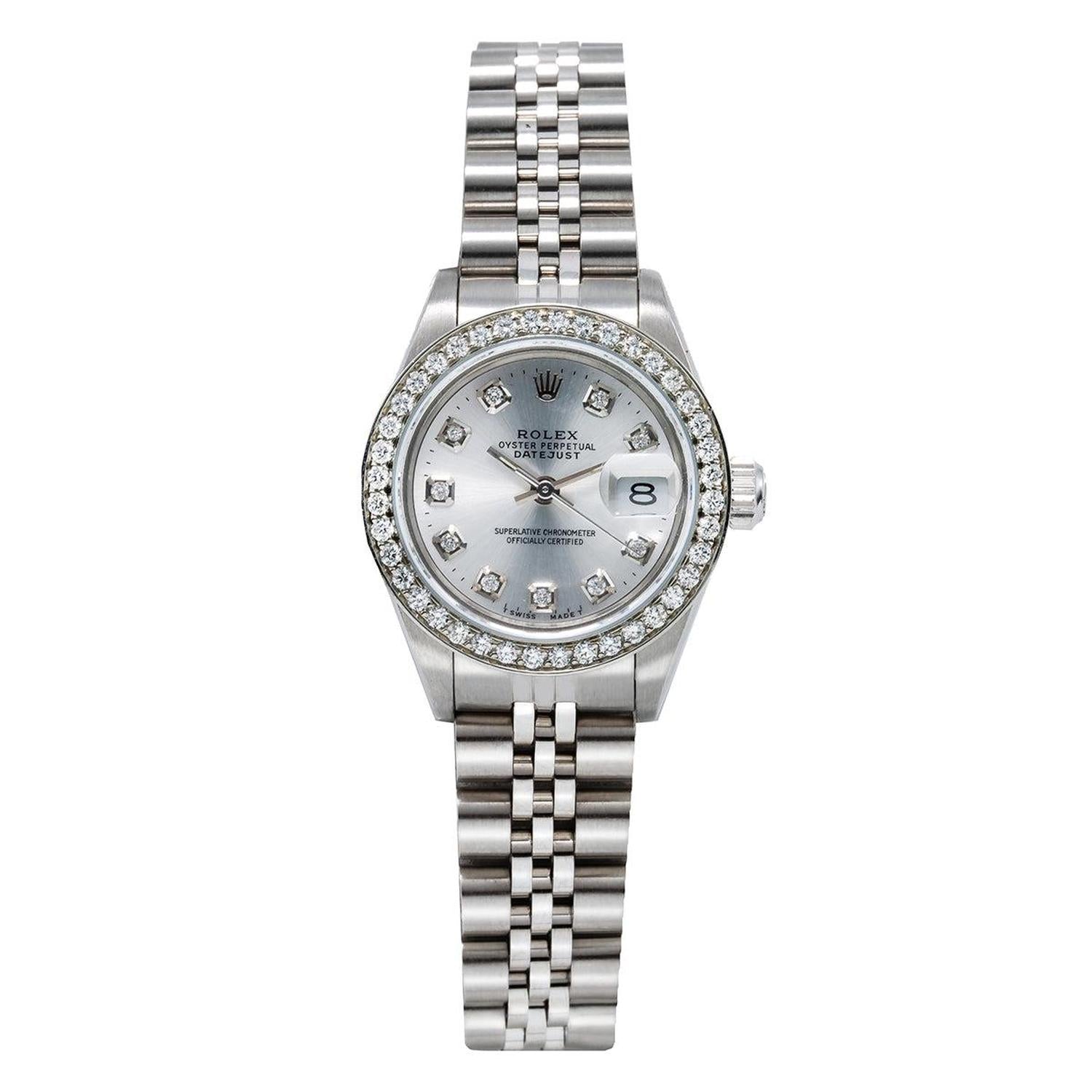 Rolex Datejust 26MM 69160 Silver Diamond Dial Diamond Bezel Stainless Steel Jubilee Bracelet 0.9ct
