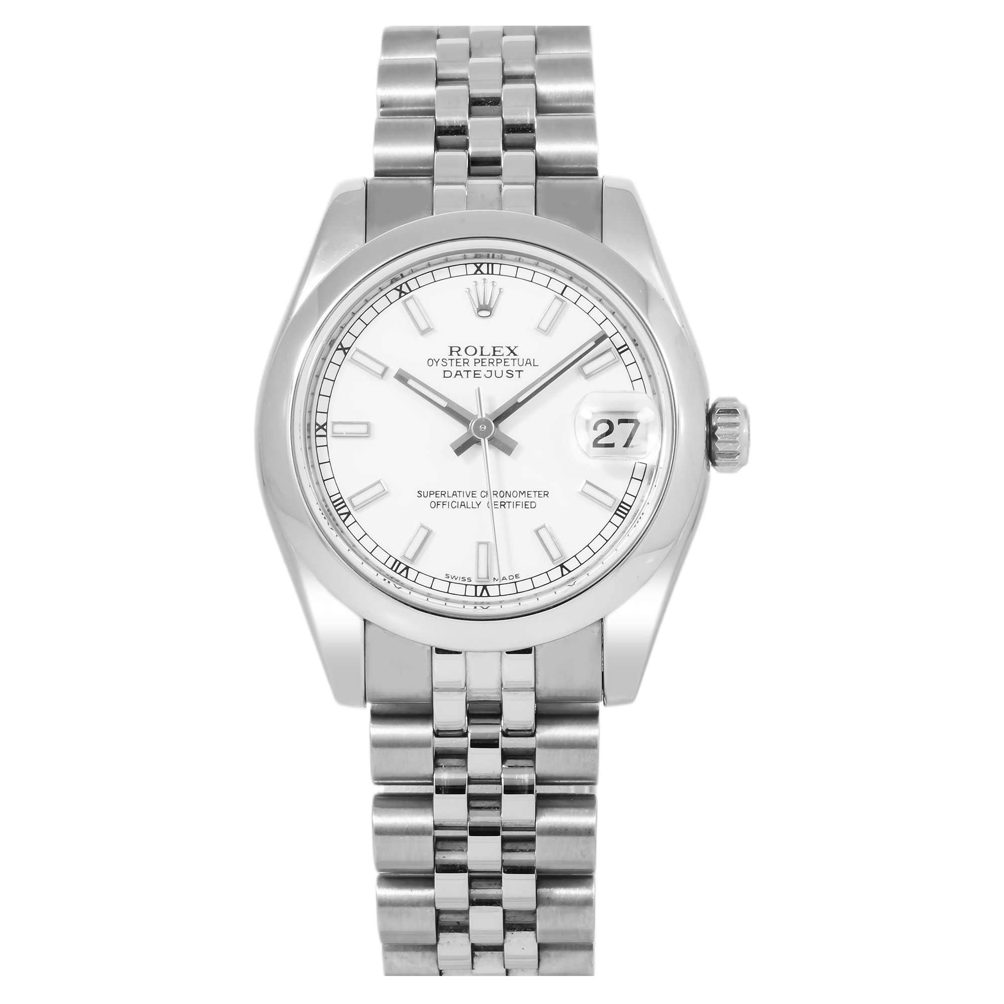 Rolex Datejust 31MM 178240 White Dial Smooth Bezel Stainless Steel Jubilee Bracelet